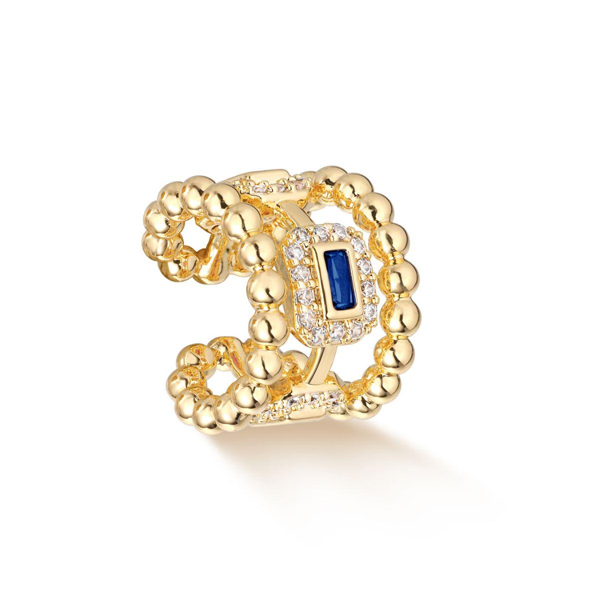 Gold Beaded Band Ear Cuff