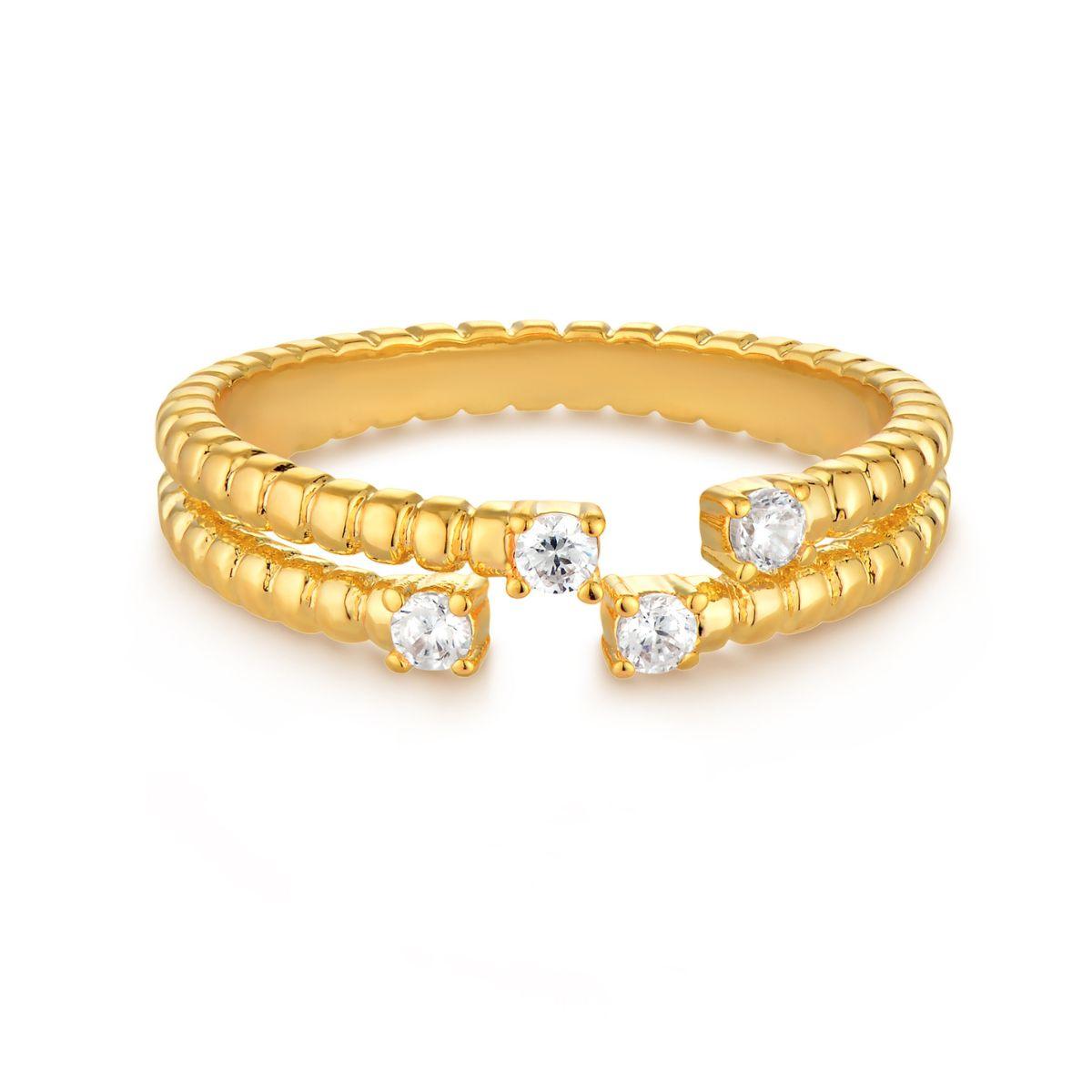 CZ Ribbed Split Open Ring