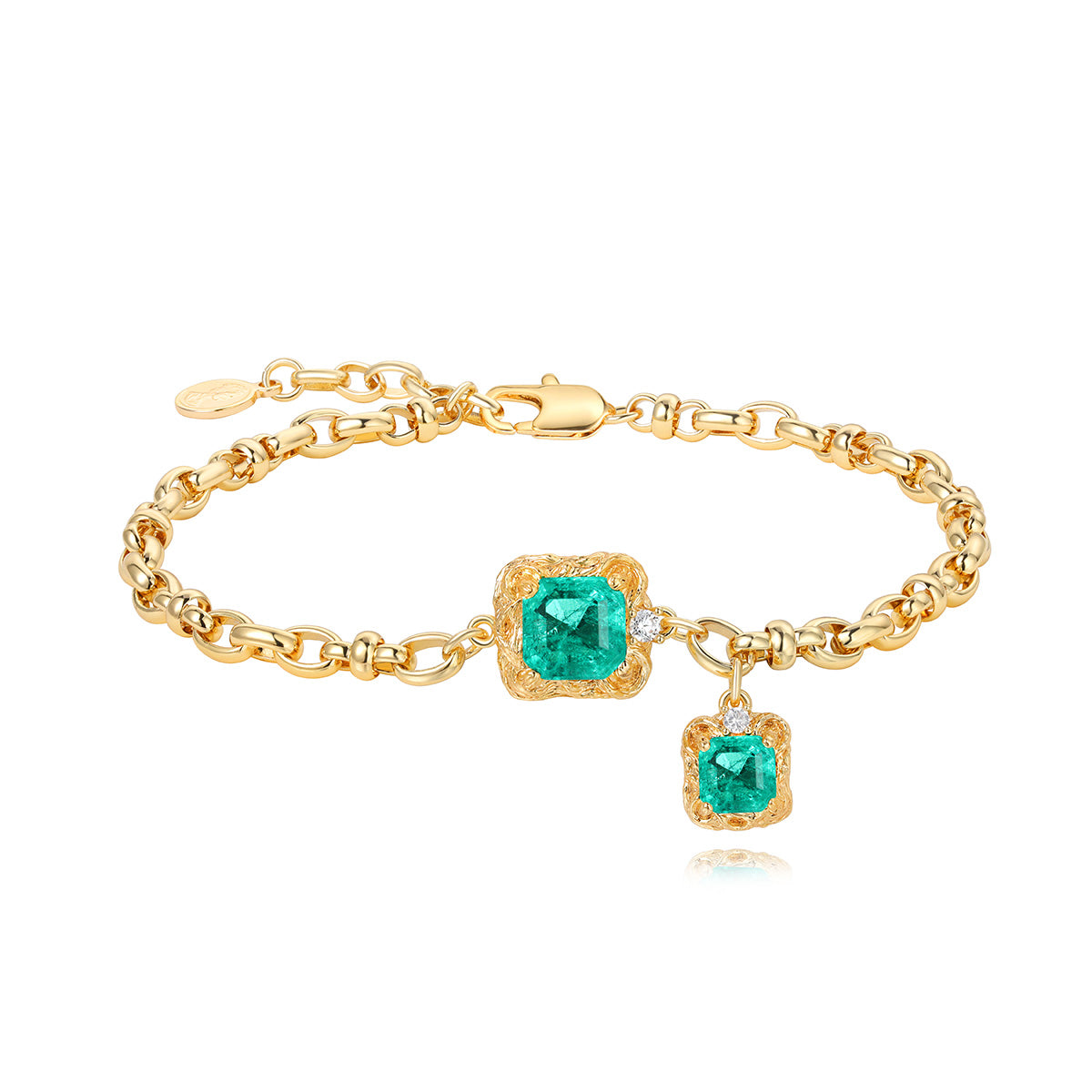 Gold_Chain_Bracelet_with_Green_Gemstone_Charms