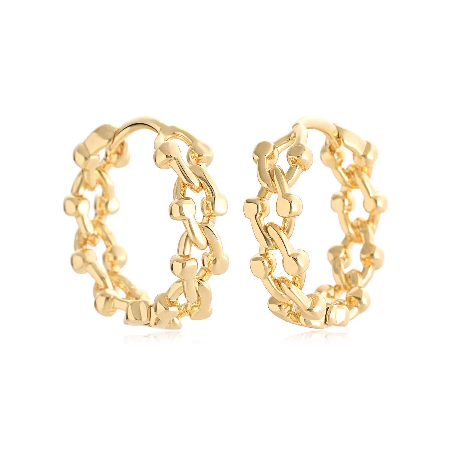 Chain Link Huggie Hoop Earrings