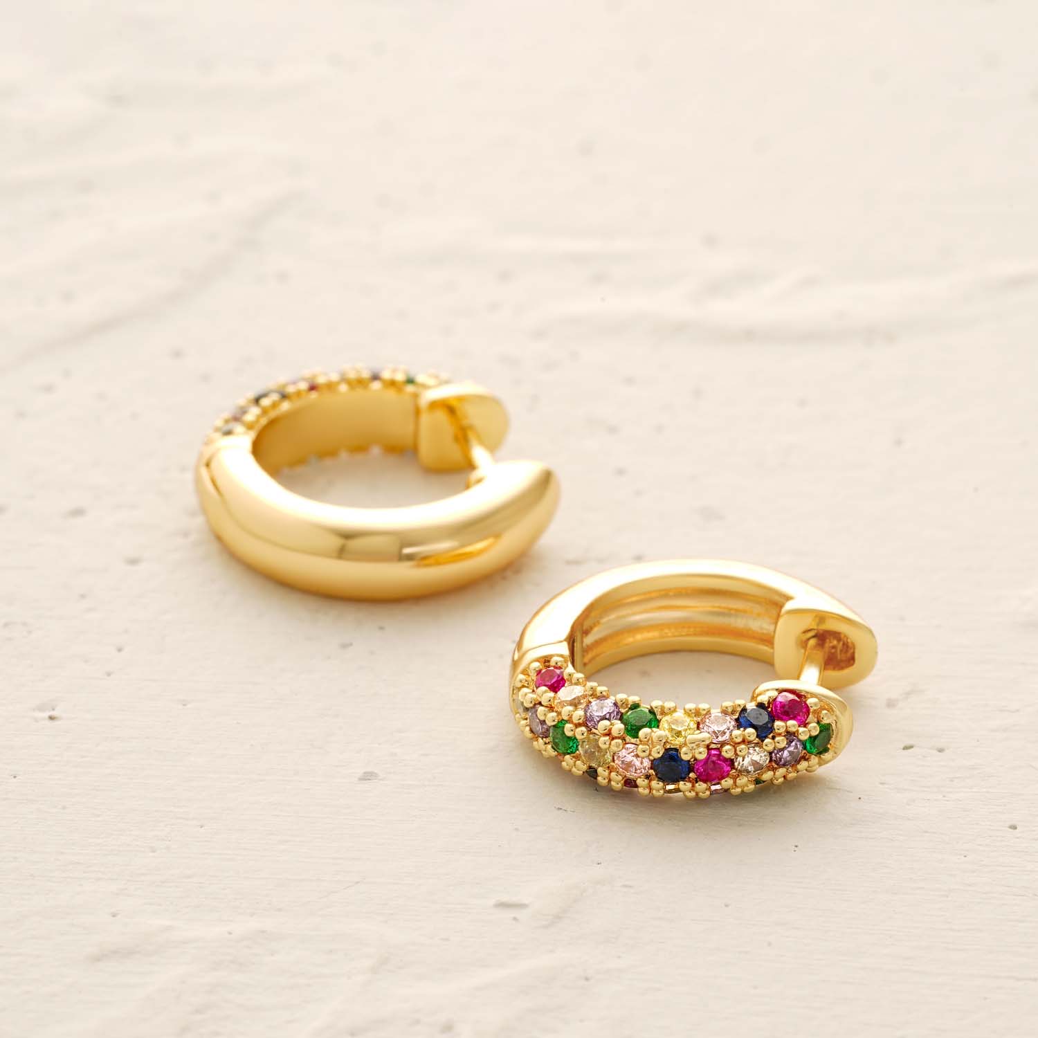 Chunky Rainbow Huggie Hoop Earrings