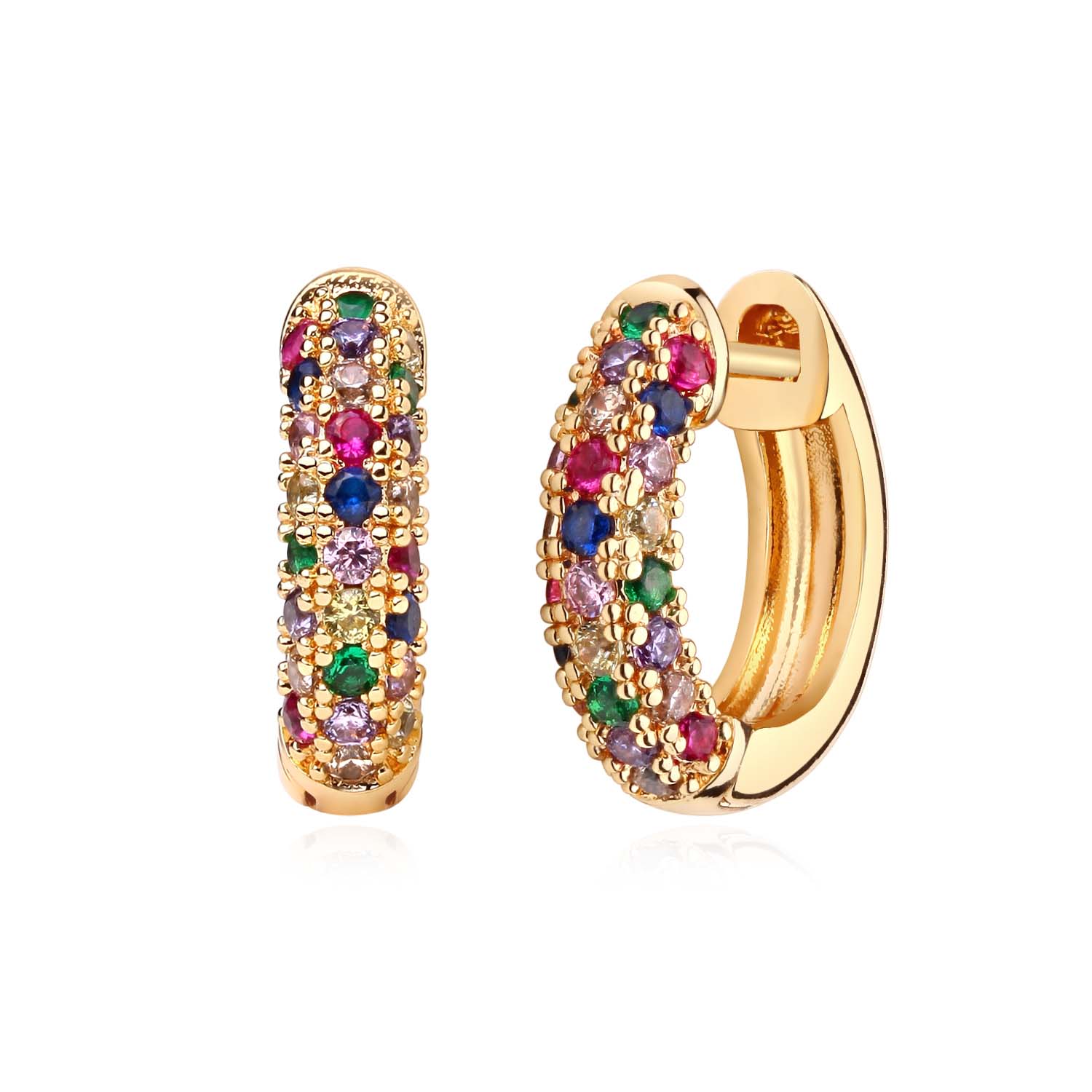 Chunky Rainbow Huggie Hoop Earrings