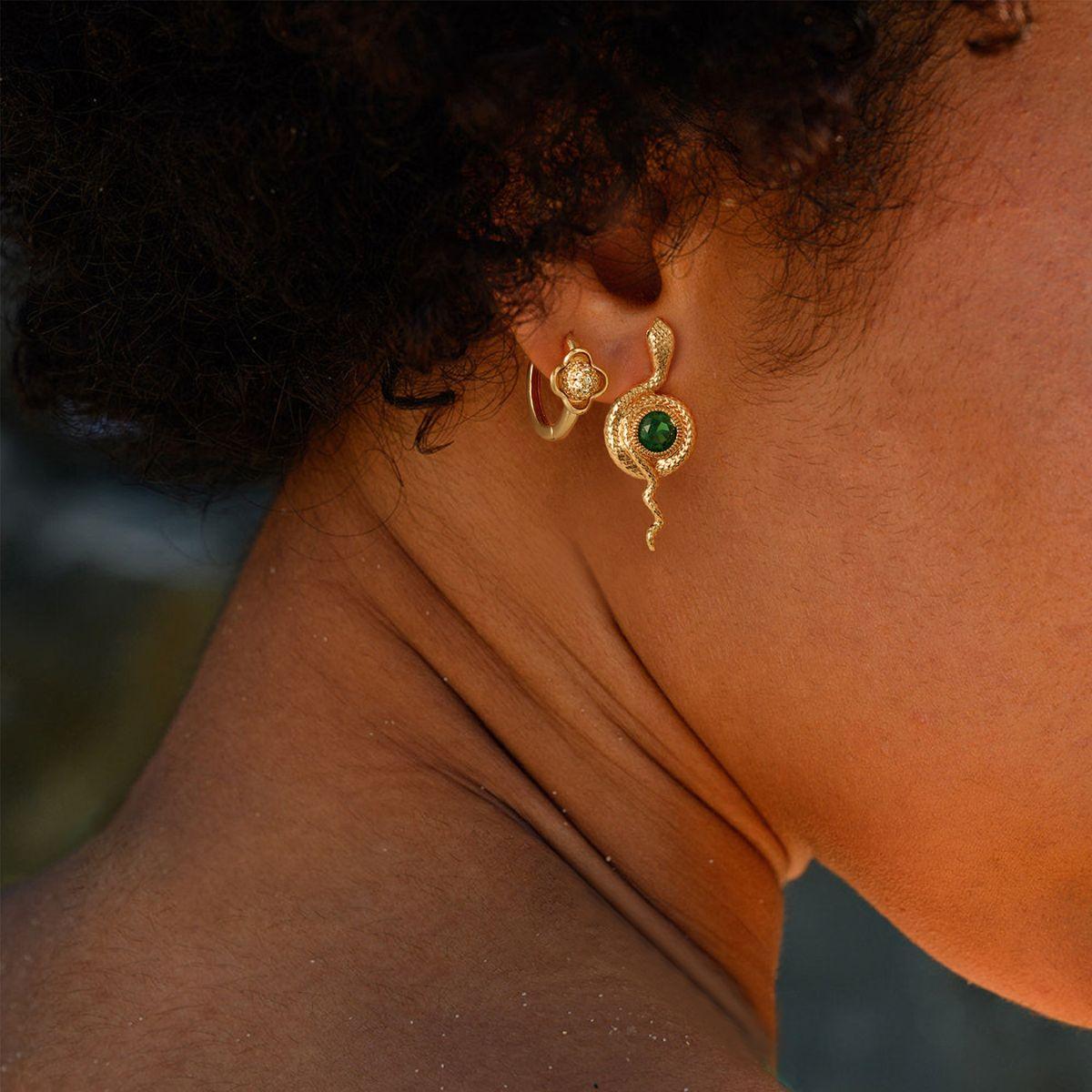 CZ Flower Hoop Earrings