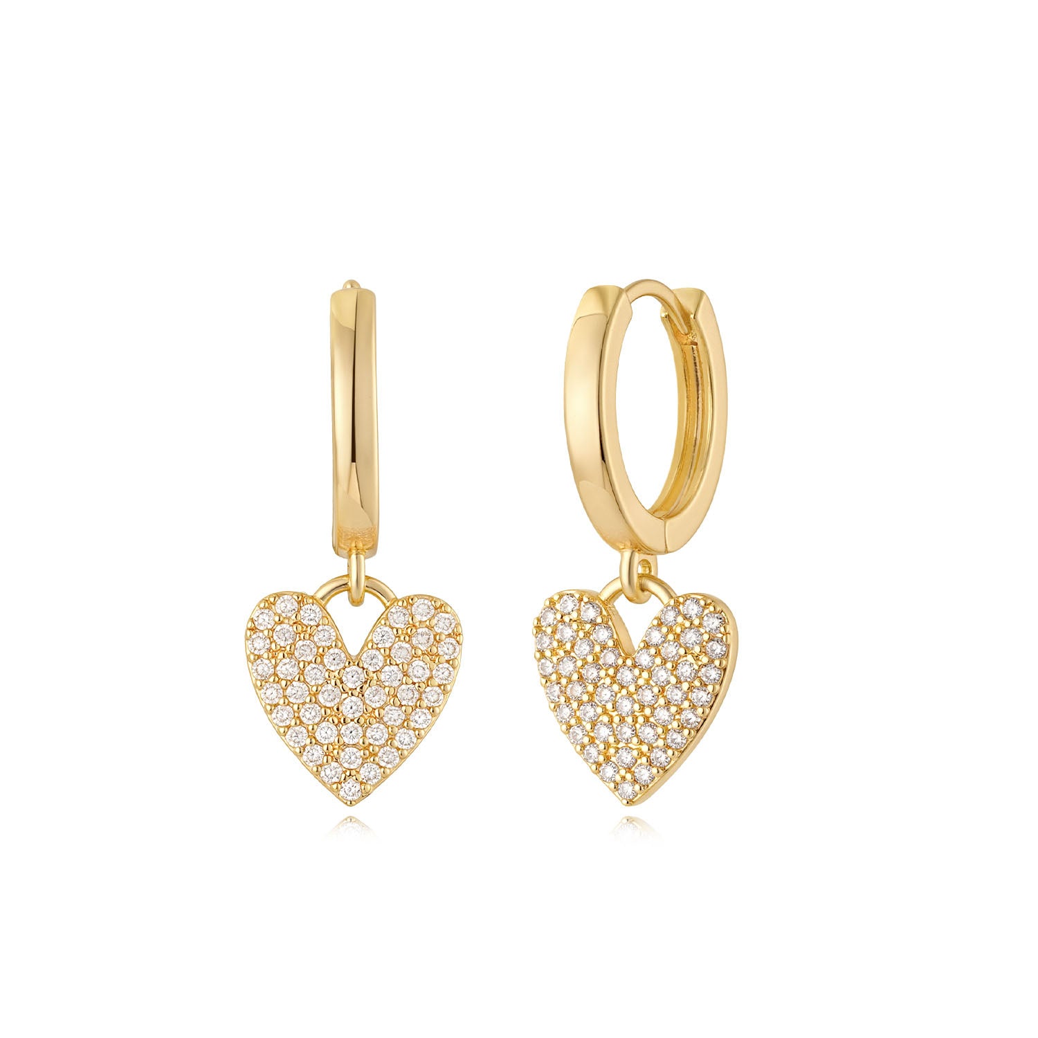 Heart Huggie Hoop Earrings Dangle