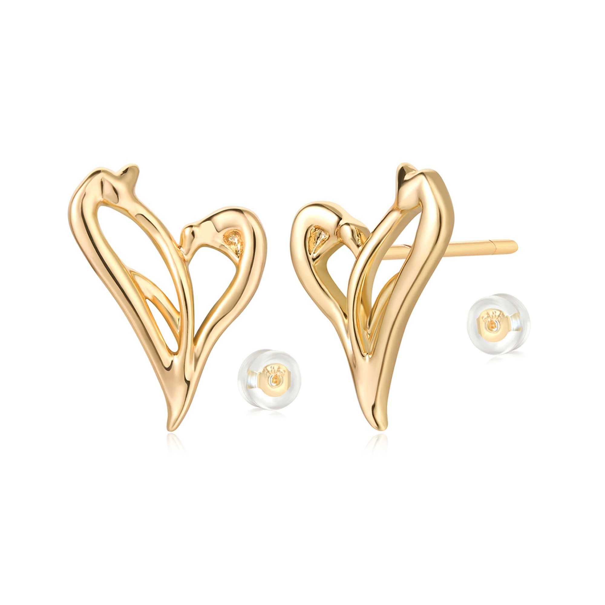 Heart Split Stud Earrings