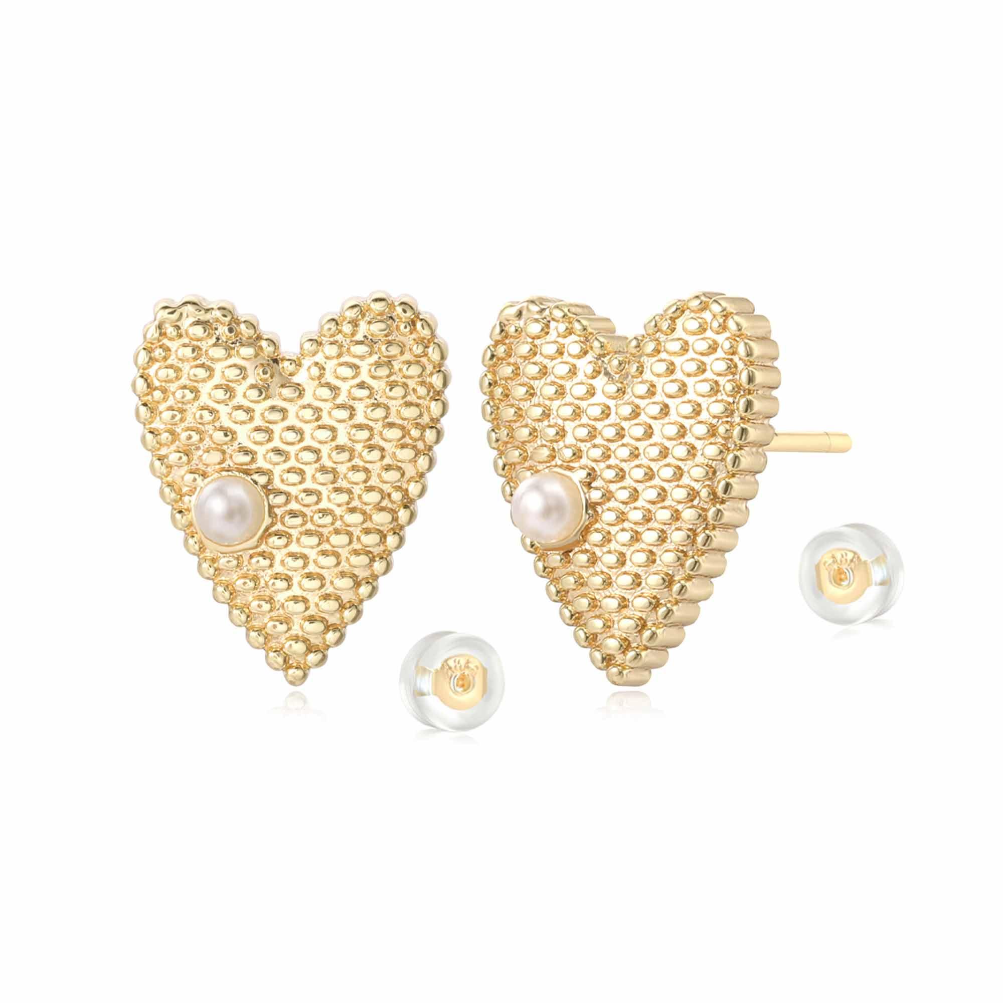 Heart Honeycomb Stud Earrings