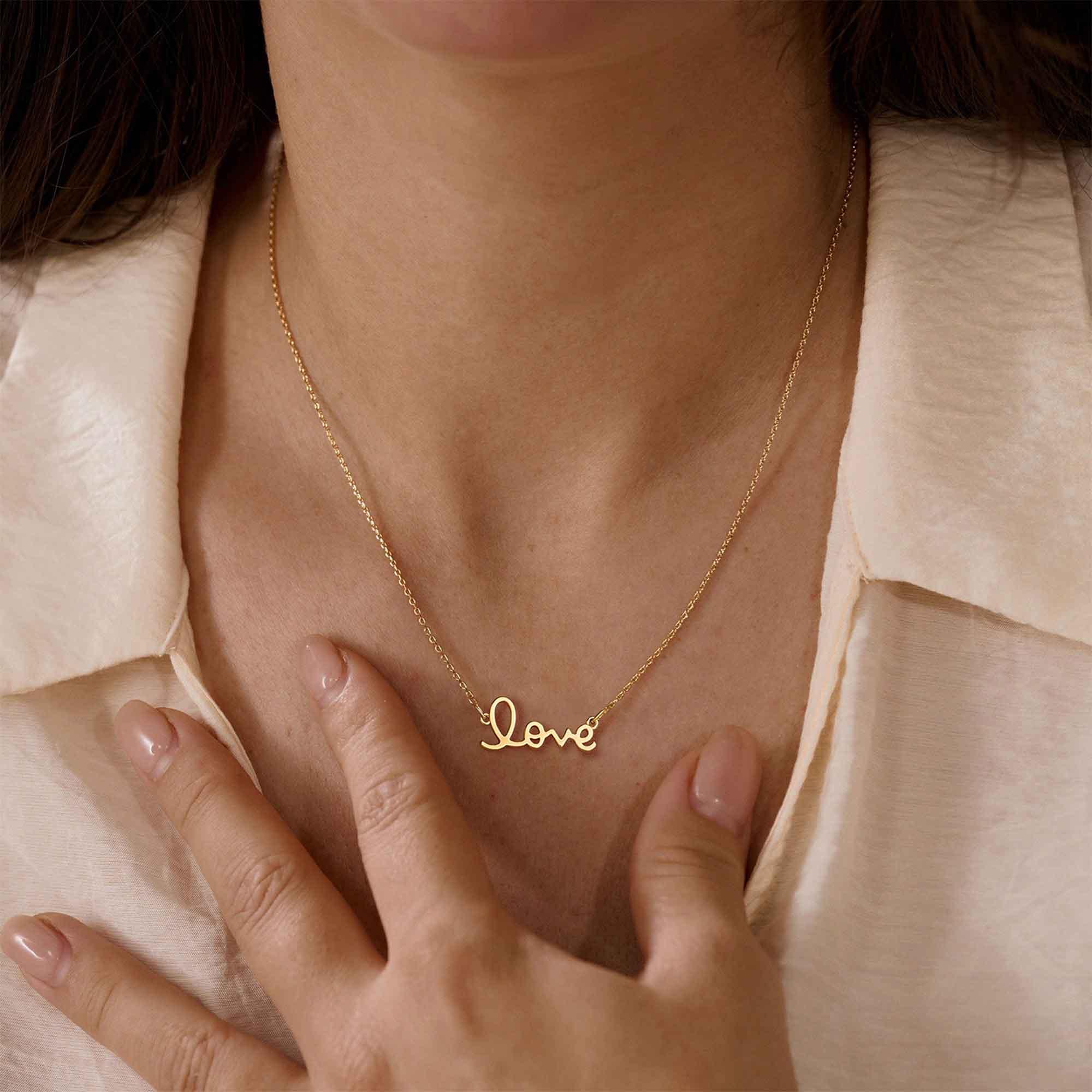 Gold Love Pendant Necklace