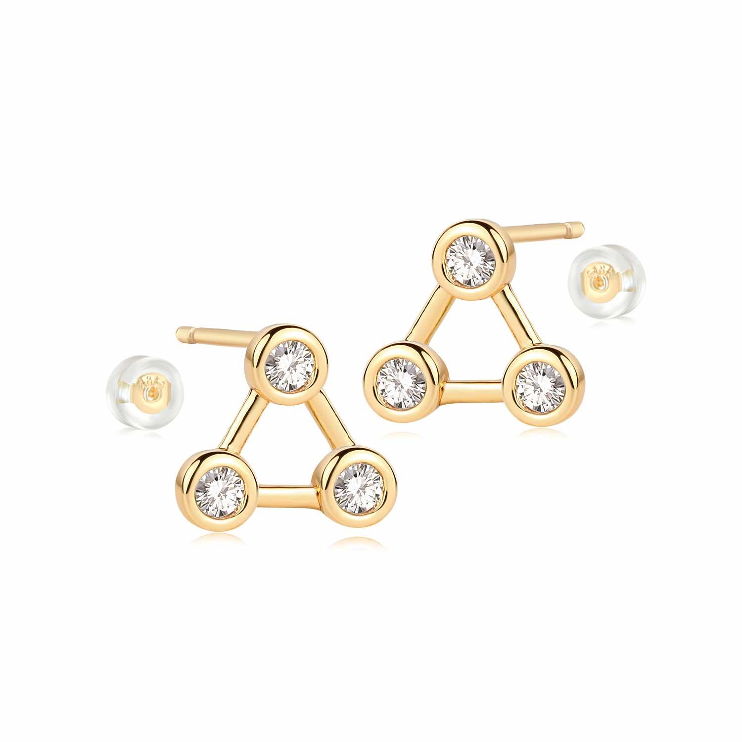 Mini Triangle CZ Stud Earrings