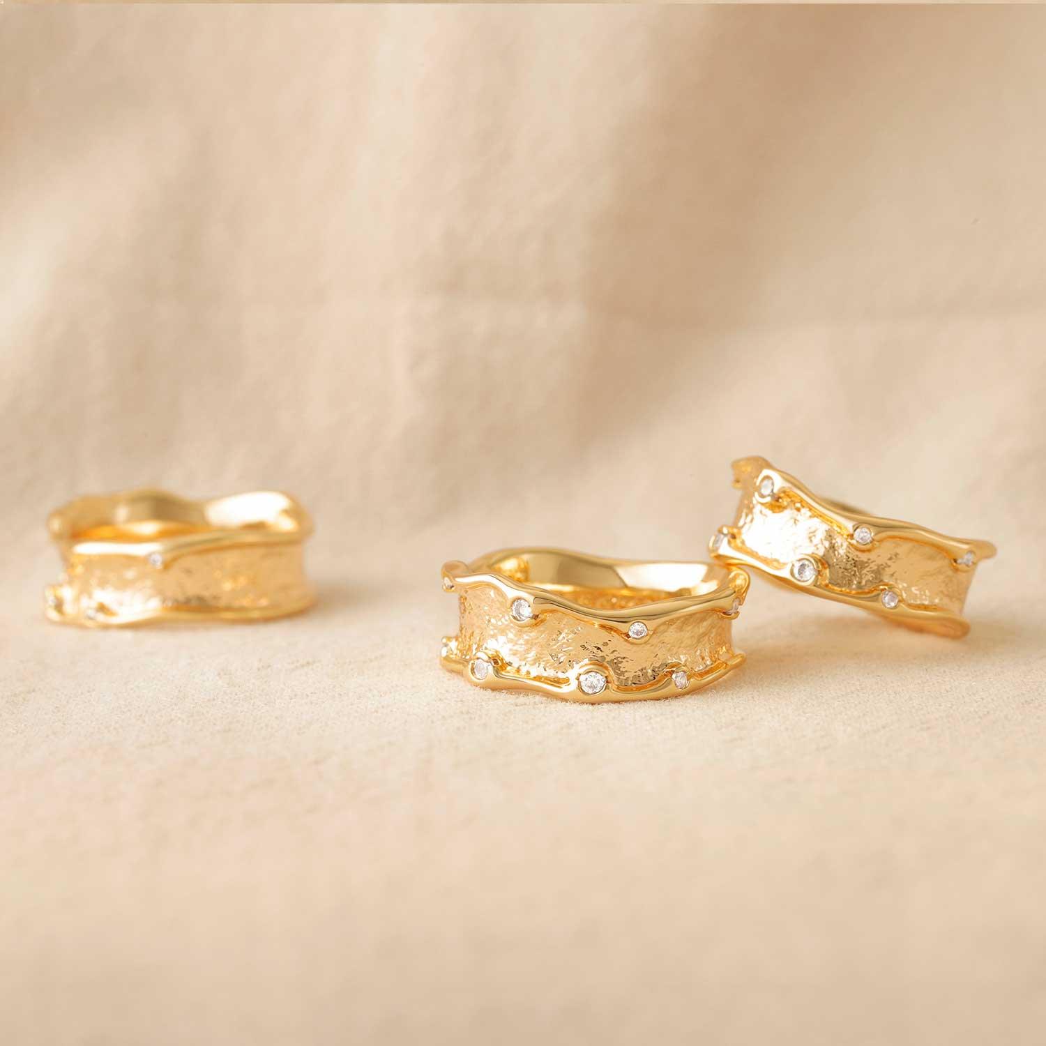 Ocean Wave Irregular Wide Band Stack Ring
