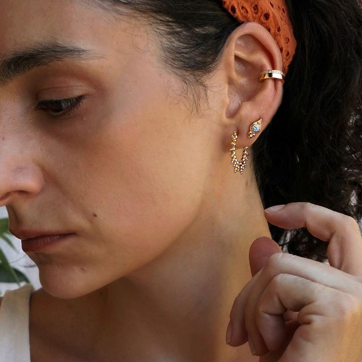 Gold Polished Pave Ear Cuff