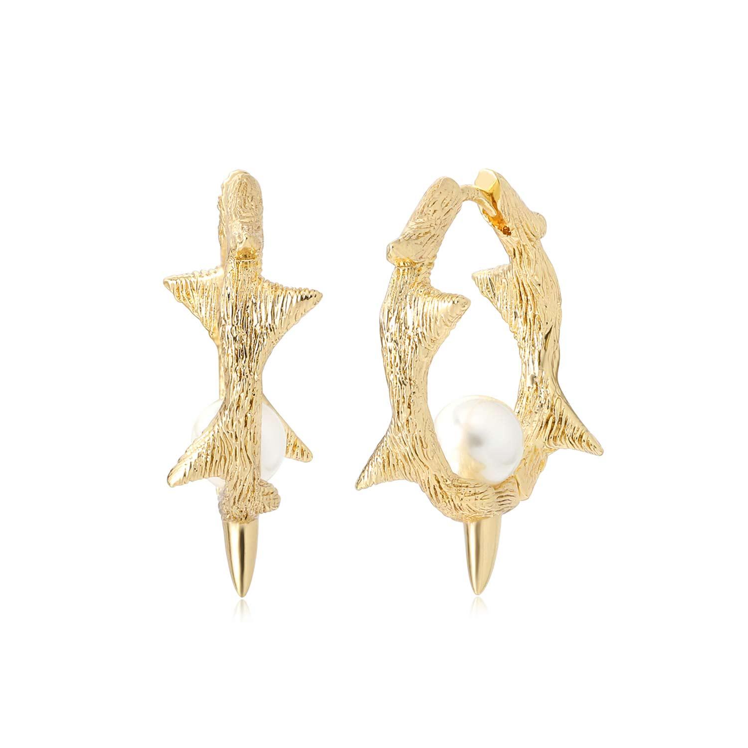 Pearl Branch Hoop Earrings