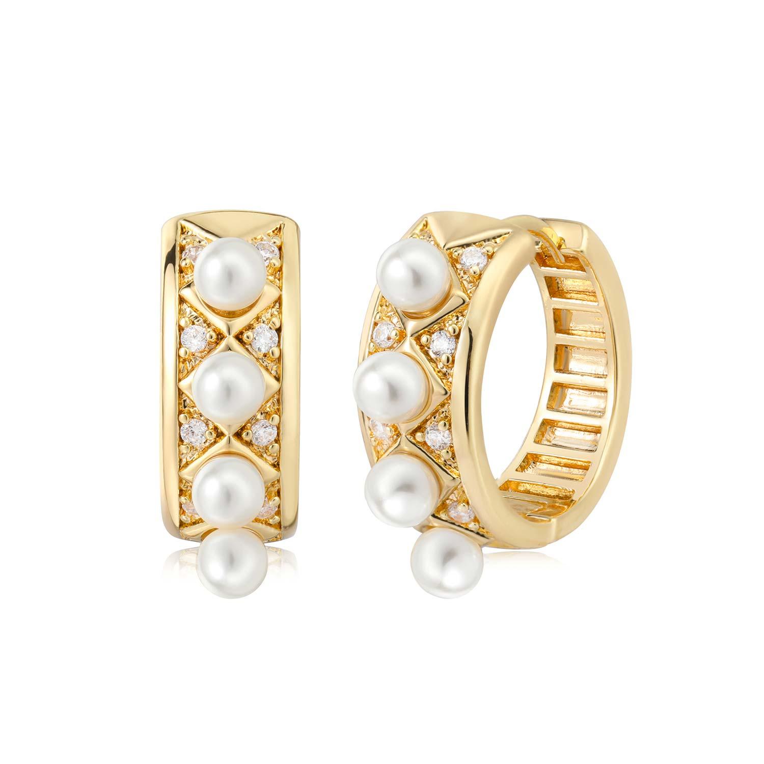 Pearl Huggie Hoop Earrings