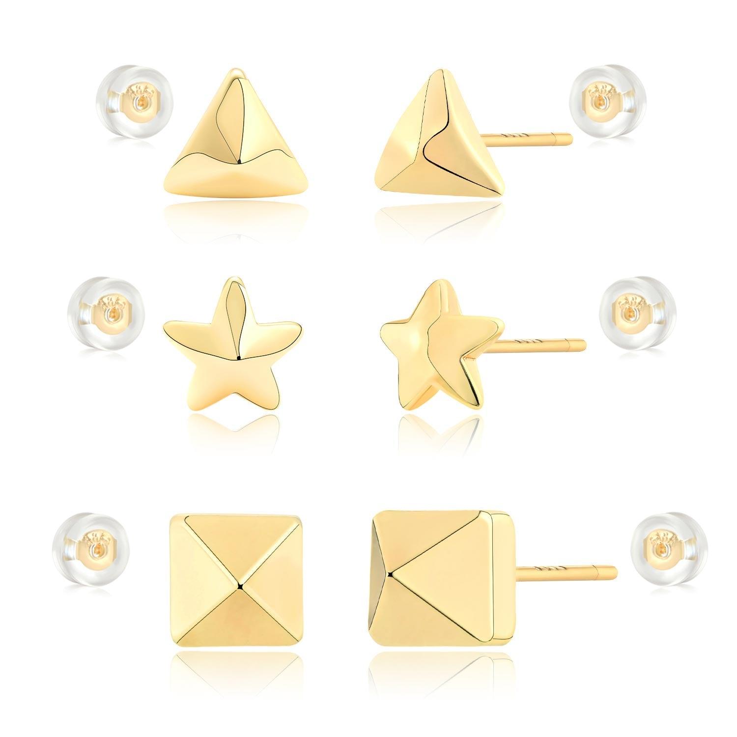 Pyramid Geometric Stud Earrings Set