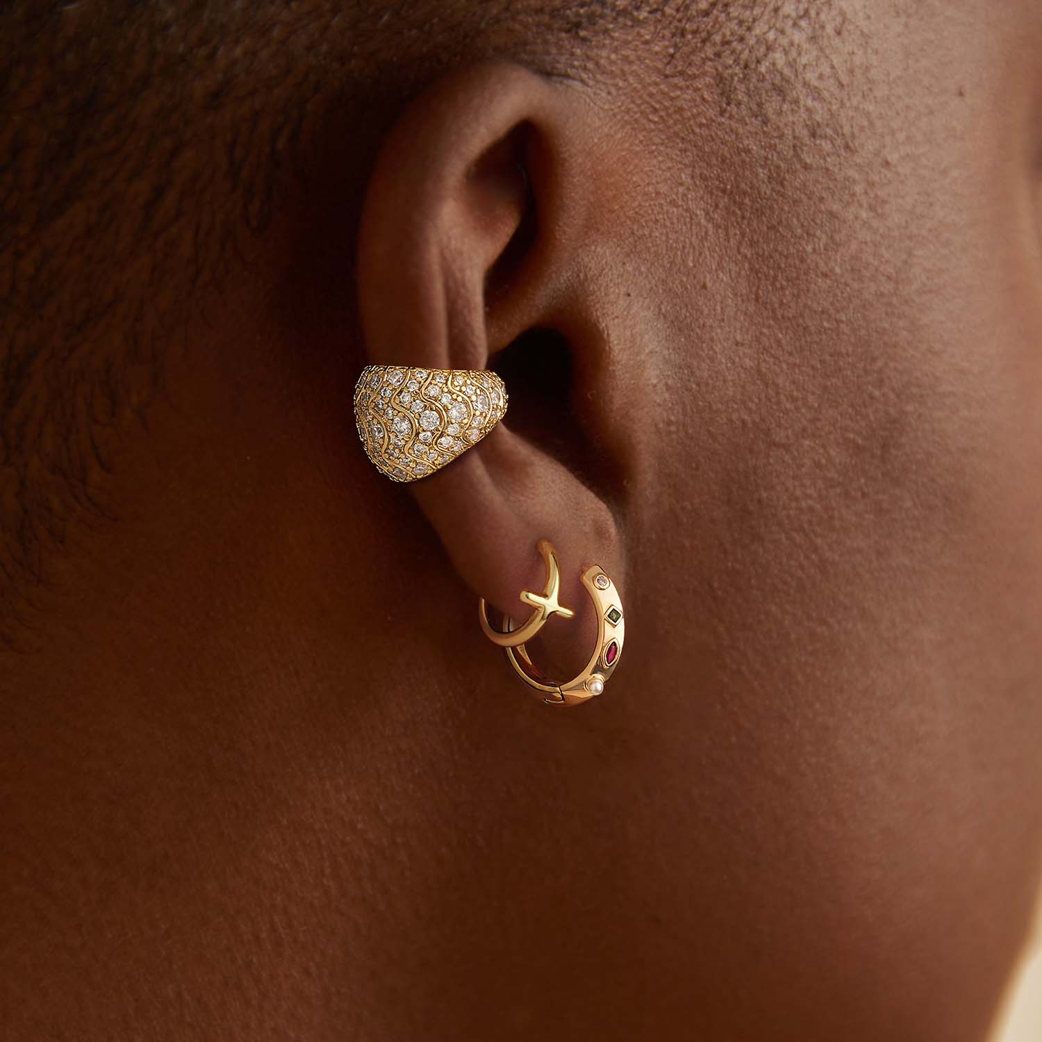 Rainbow Gem Hoop Earrings