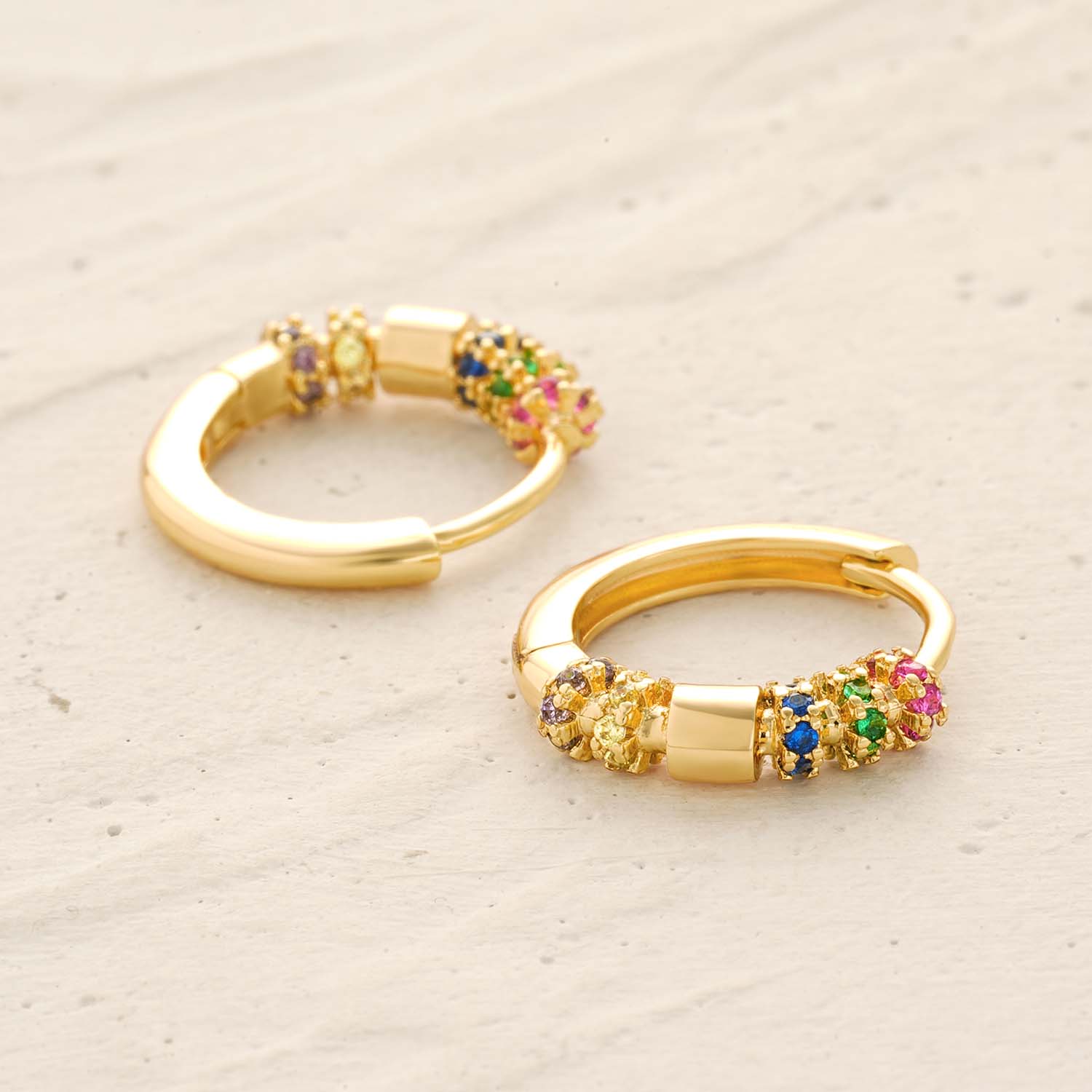 Rainbow Gemstone Hoop Earrings