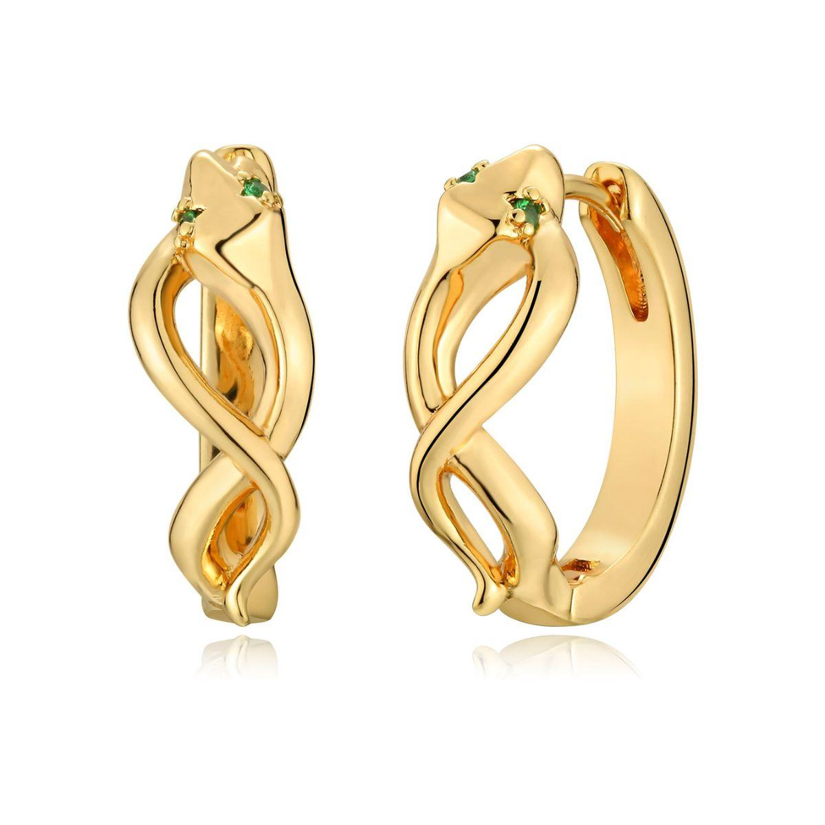 Green Gemstone Snake Huggie Earrings