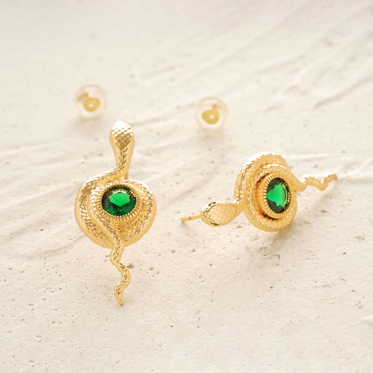 Detailed view of MYEARS® Snake Wrap Stud Earrings, highlighting gold finish and intricate snake-inspired design, ideal for women’s daily style and gifting