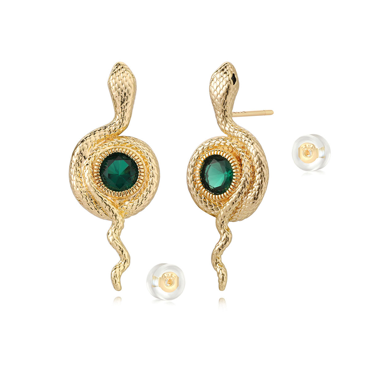 Gold_Snake_Wrap_Earrings_with_Green_Stone