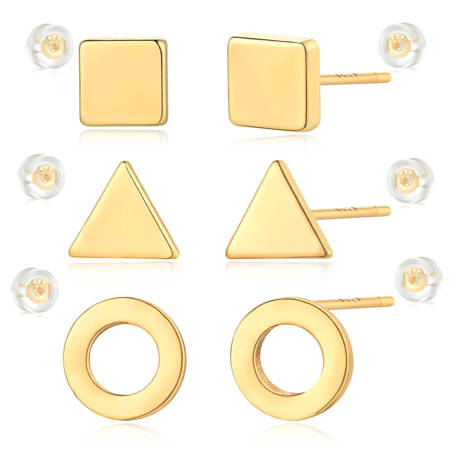 Square & Triangle & Circle Stud Earrings Set