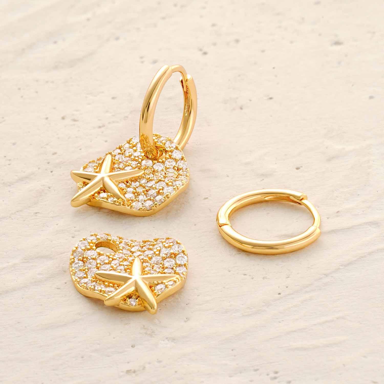 Starfish Hoop Dangle Earrings