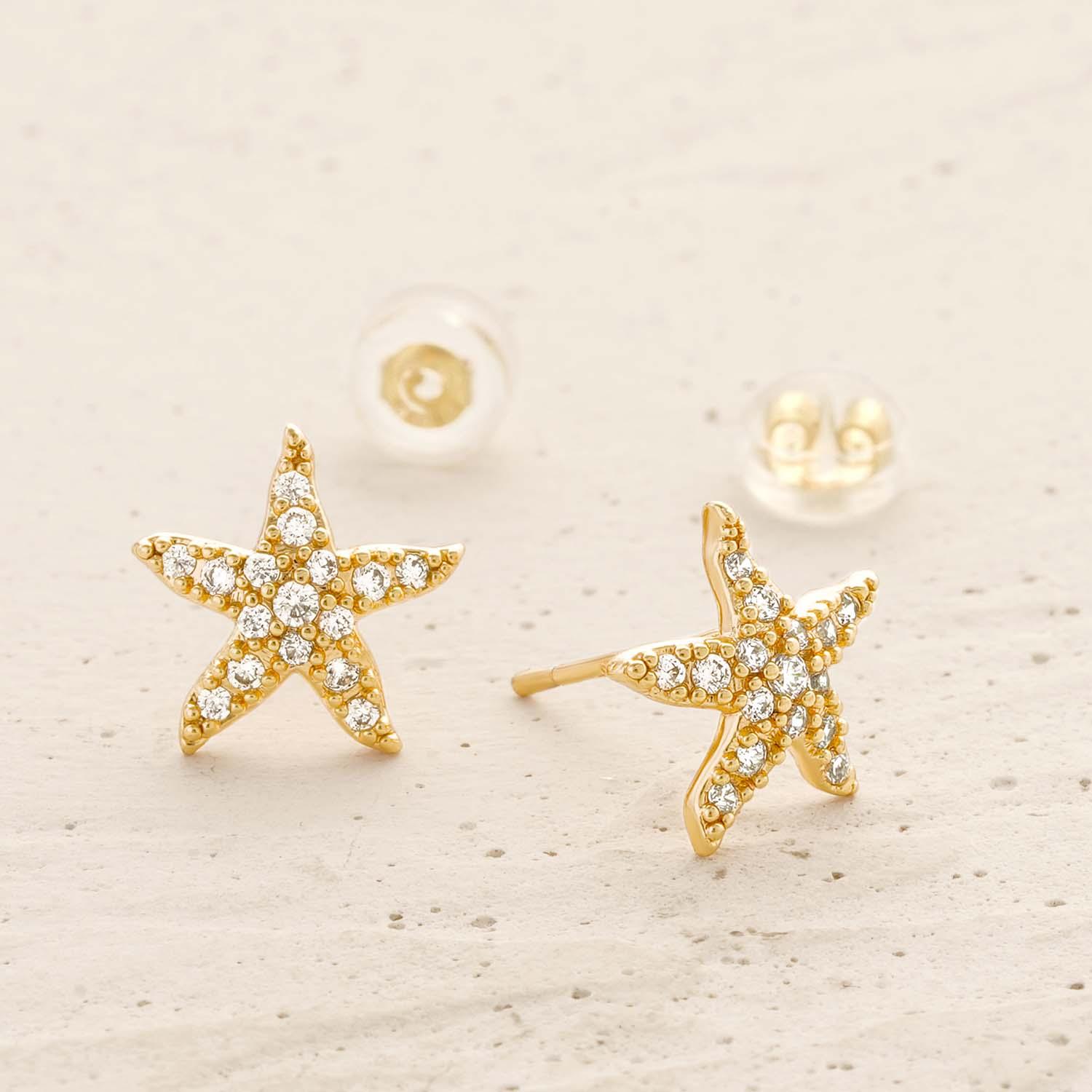 Starfish CZ Stud Earrings