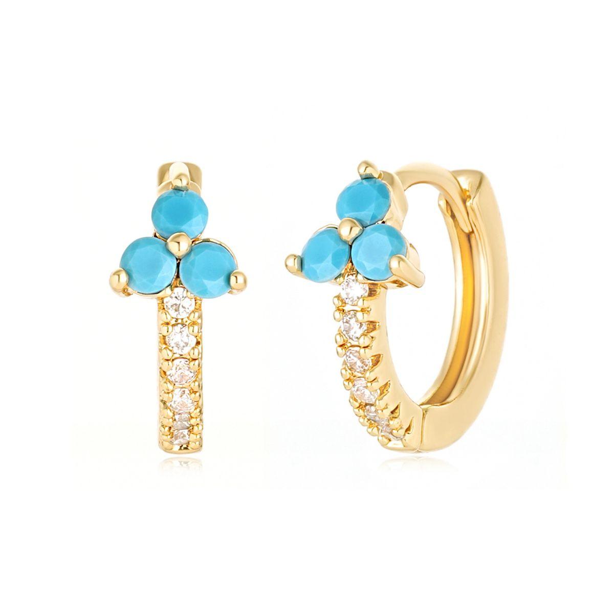 Turquoise Flower Hoop Earrings
