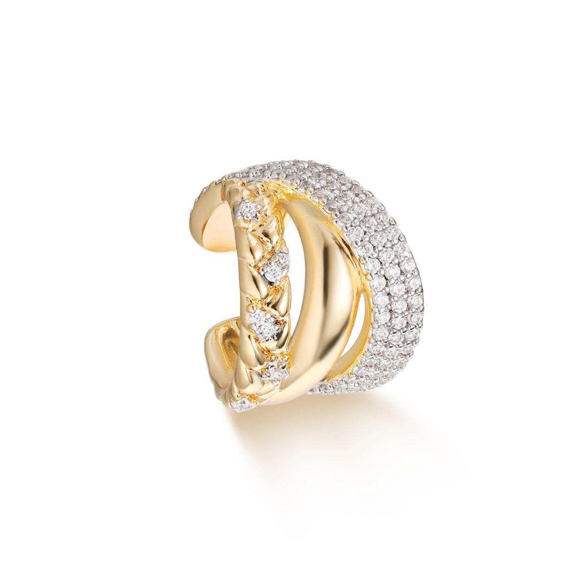 Braided X Split Pavé Ear Cuff