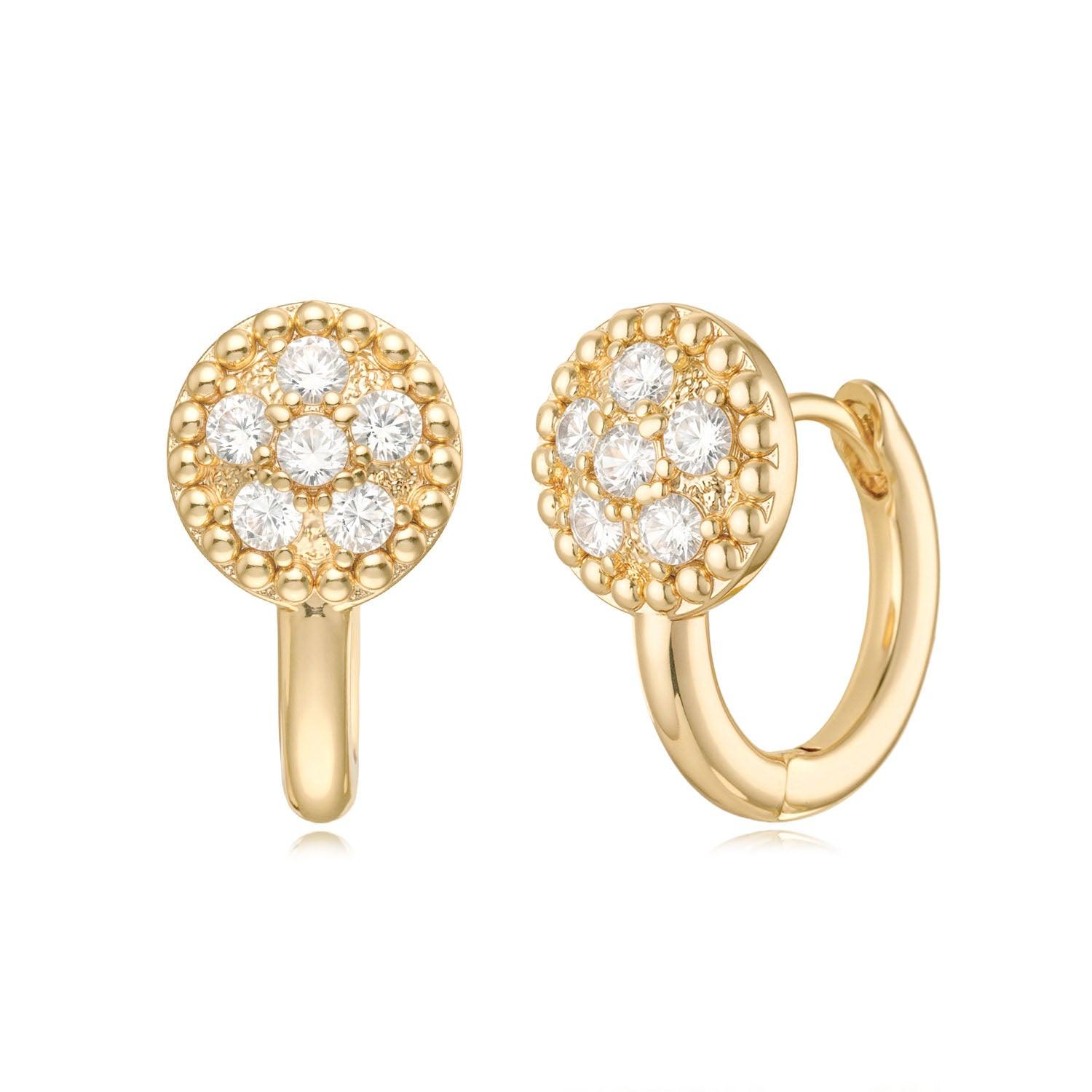 Pave Disc Hoop Earrings