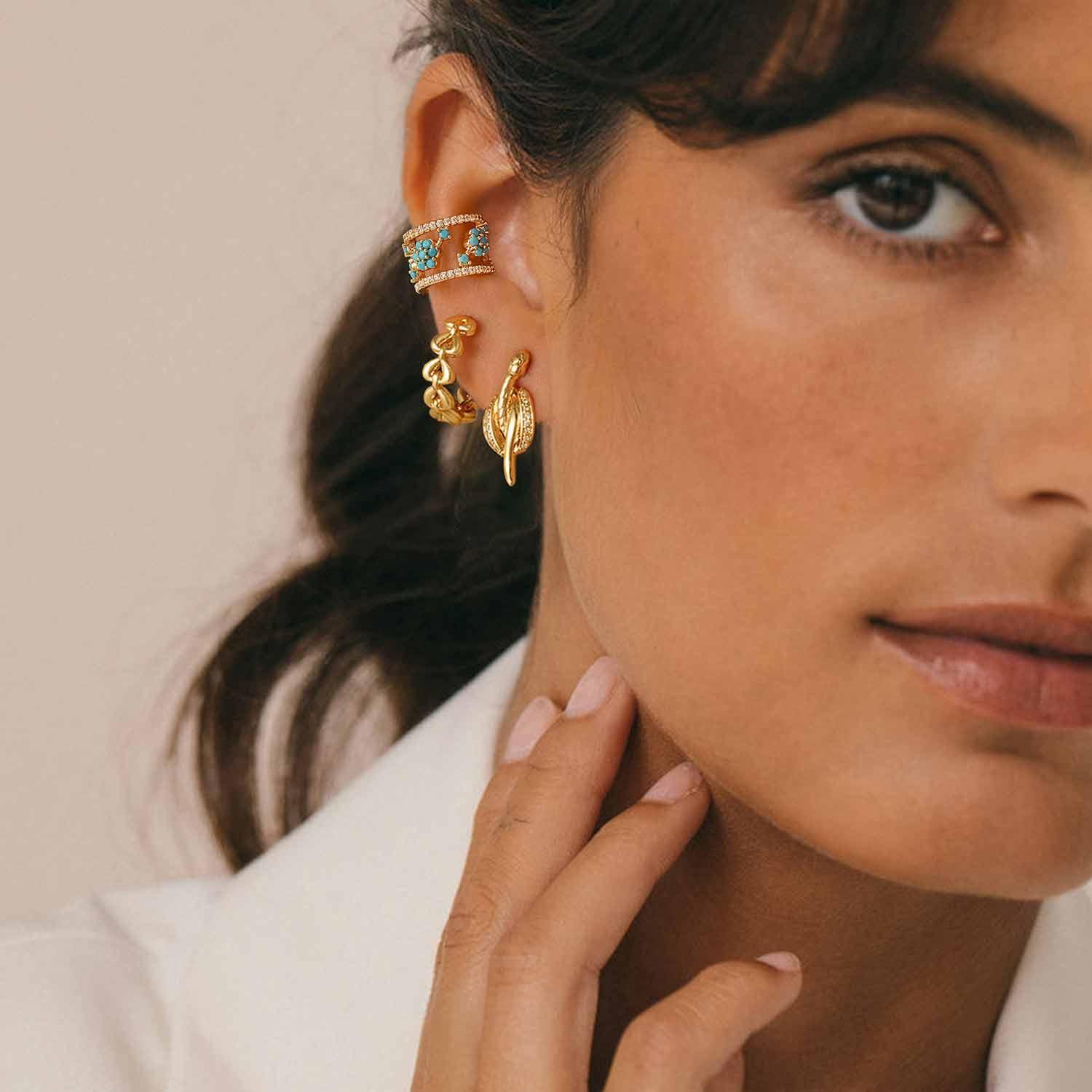 Heart Link Chain Hoop Earrings
