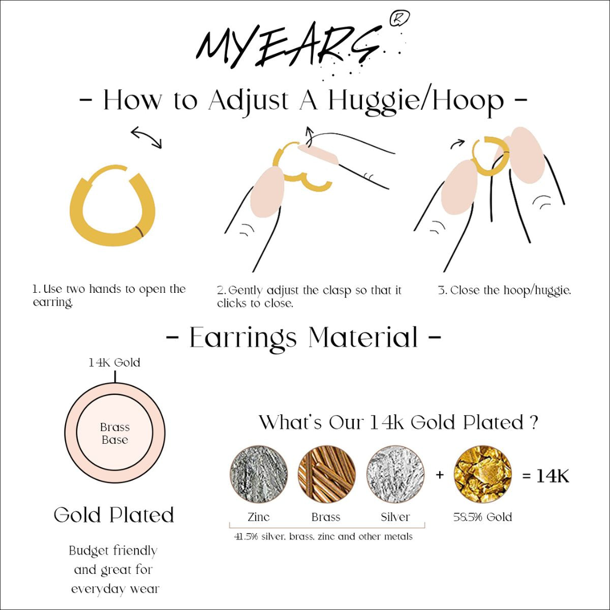 Double Row Heart Huggie Earrings