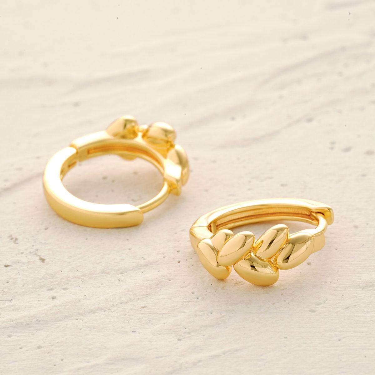 Olive Leaf Huggie Hoop Earrings