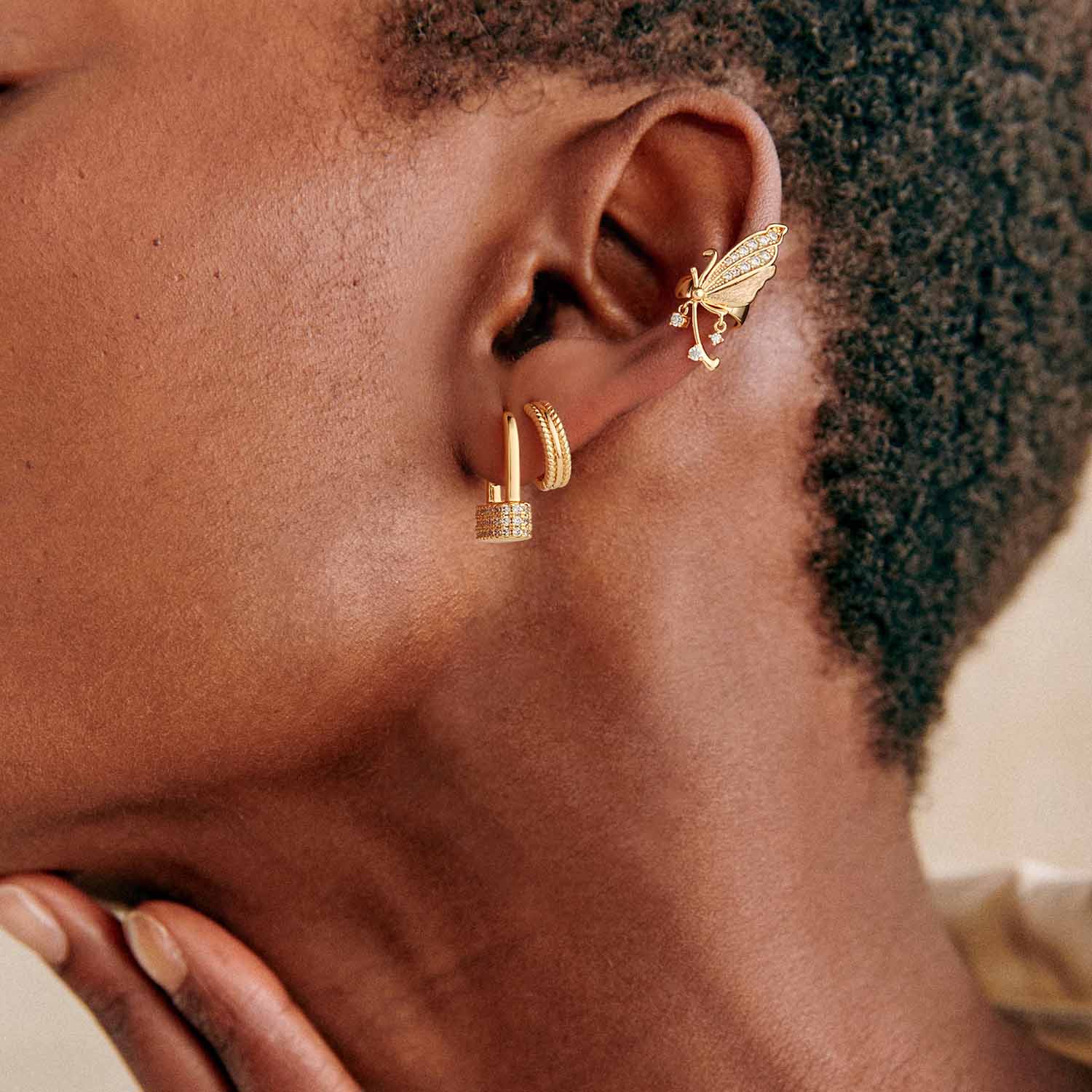 CZ Padlock Hoop Earrings