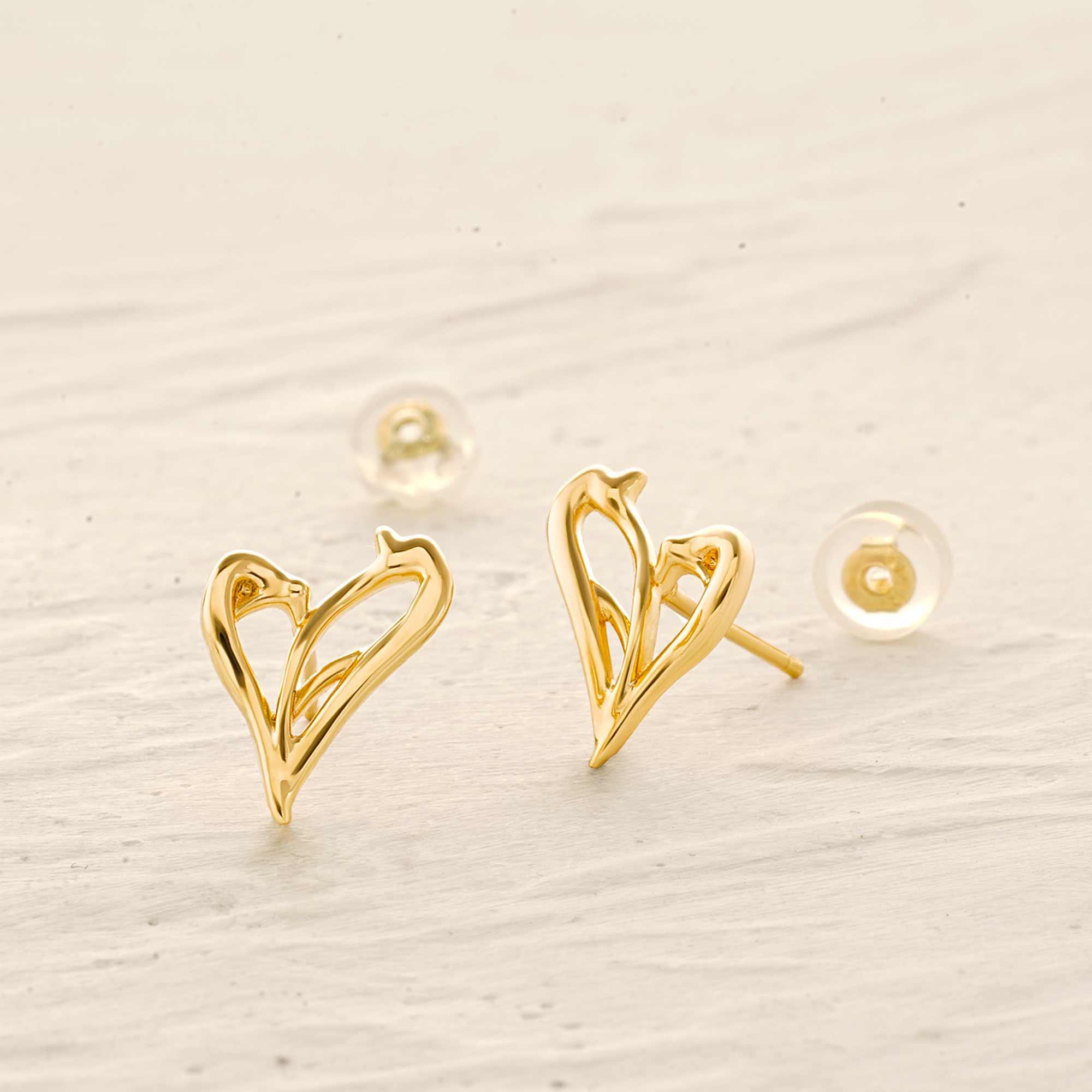 Heart Split Stud Earrings