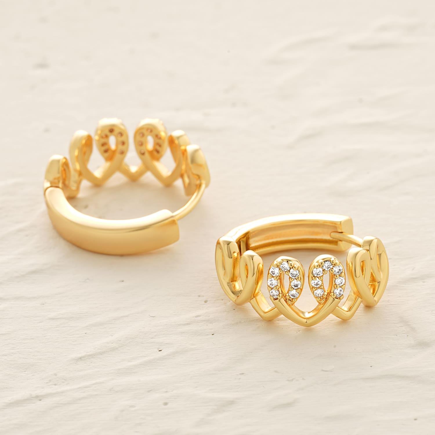 Link Heart Huggie Earrings