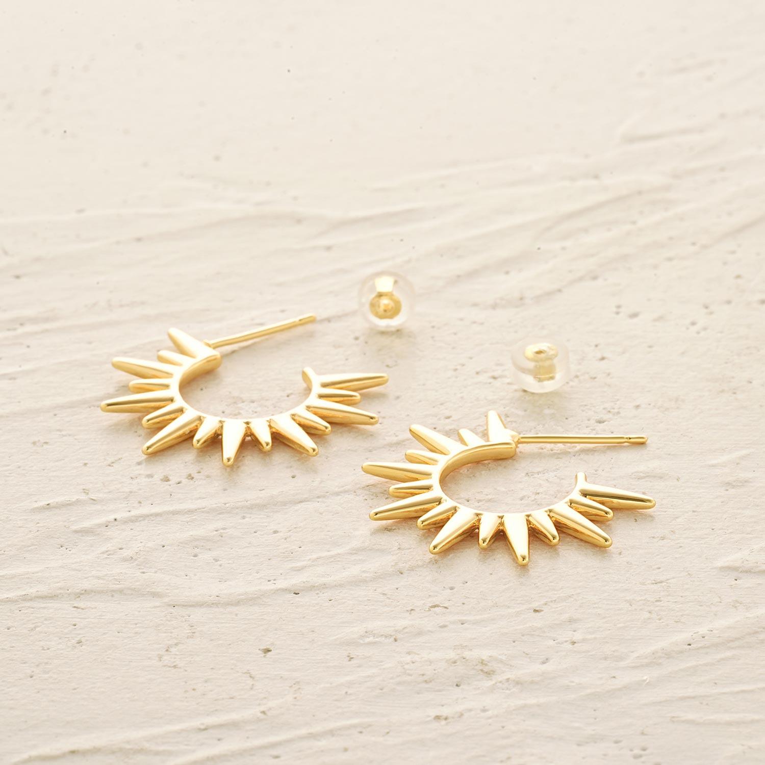 Sunburst Spike Open Hoop Earrings