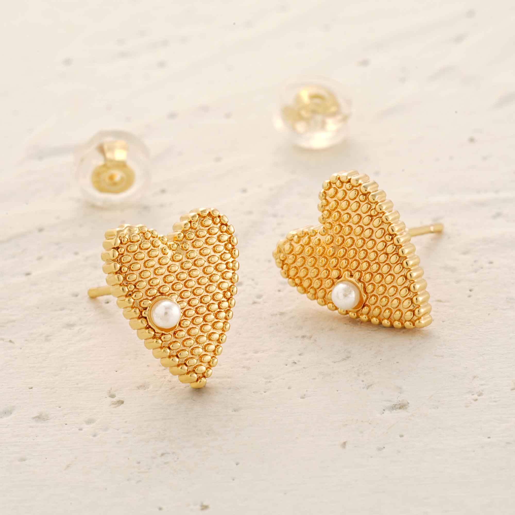 Heart Honeycomb Stud Earrings