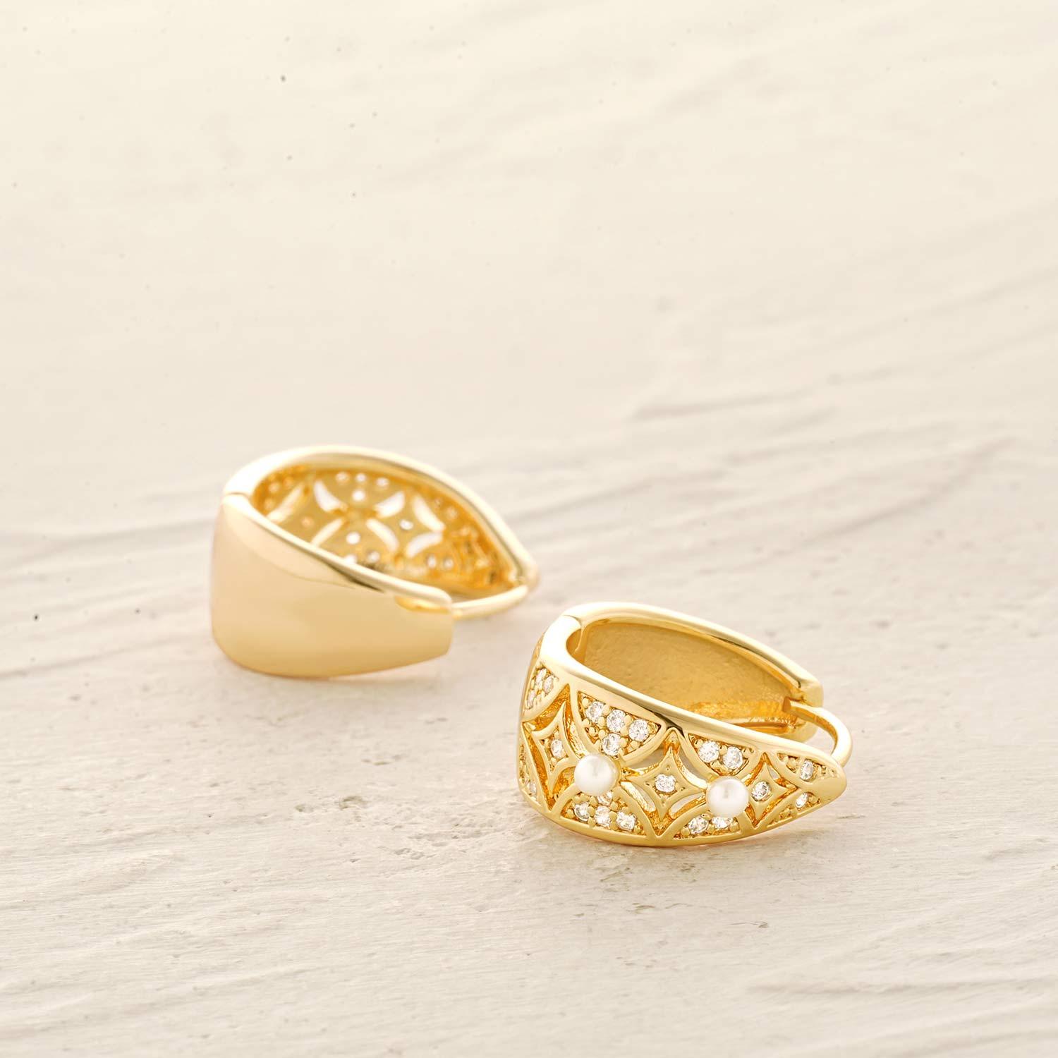 Pearl Huggie Hoop Earrings