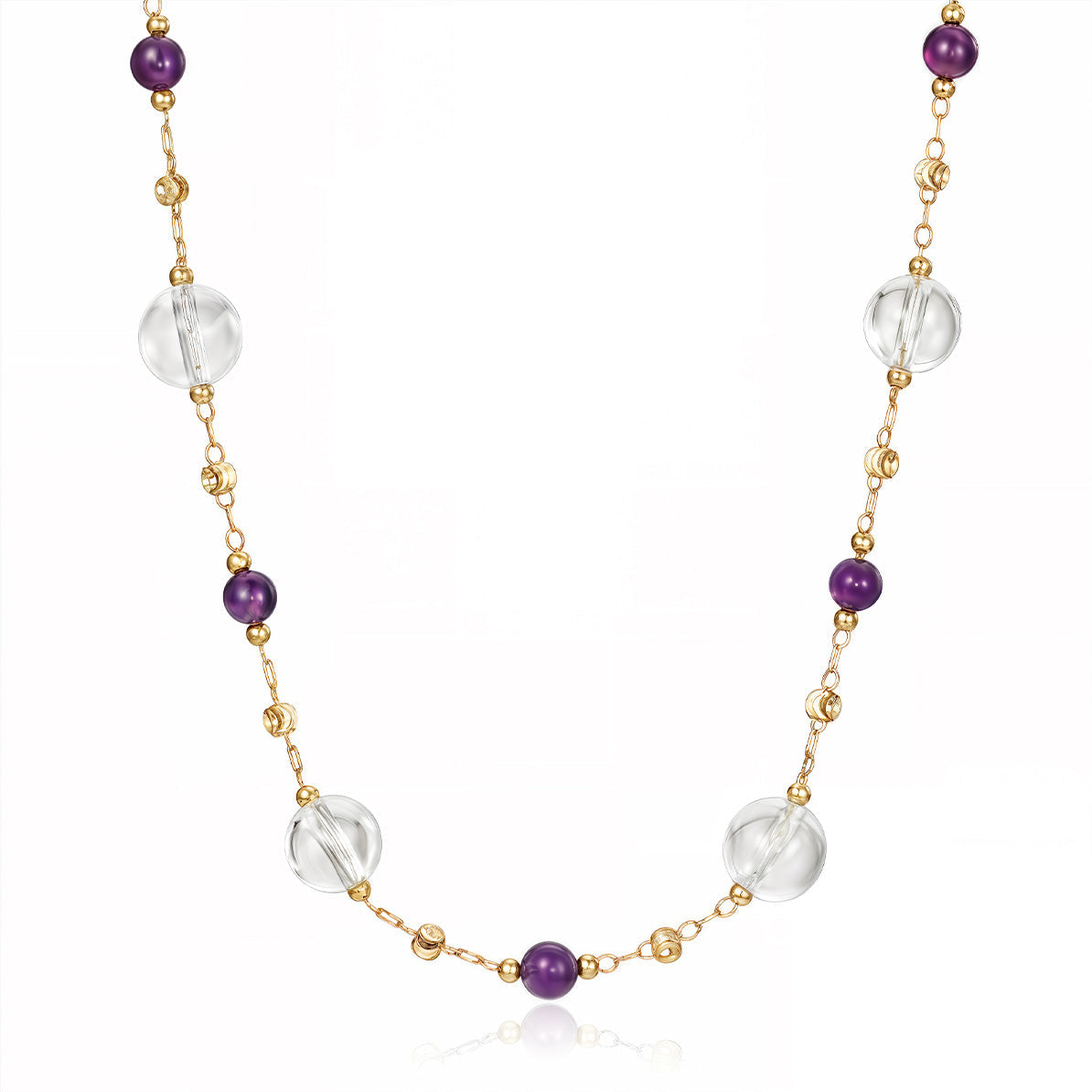 Amethyst Crystal Beaded Choker Necklace
