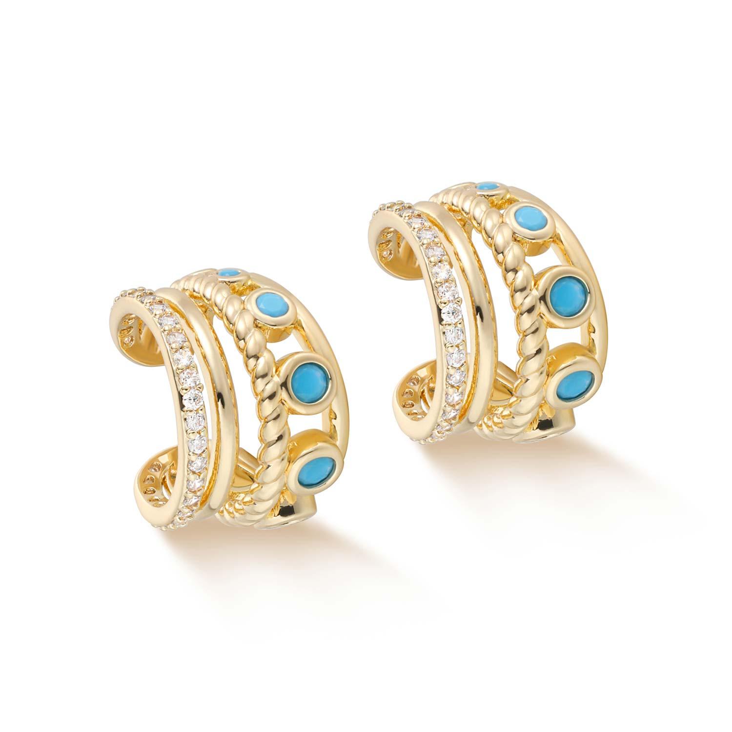 Triple Hoop Turquoise Ear Cuff
