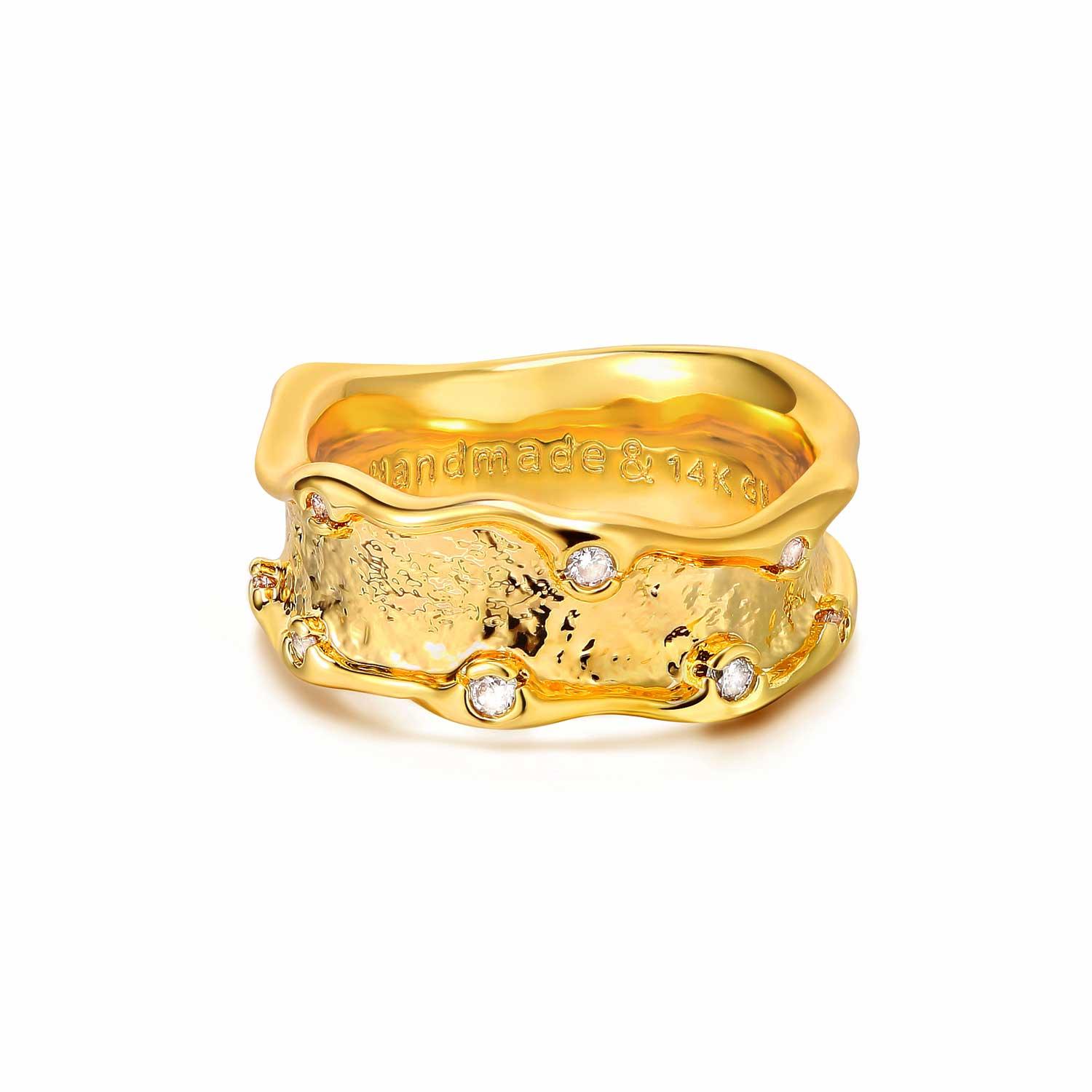 Ocean Wave Irregular Wide Band Stack Ring