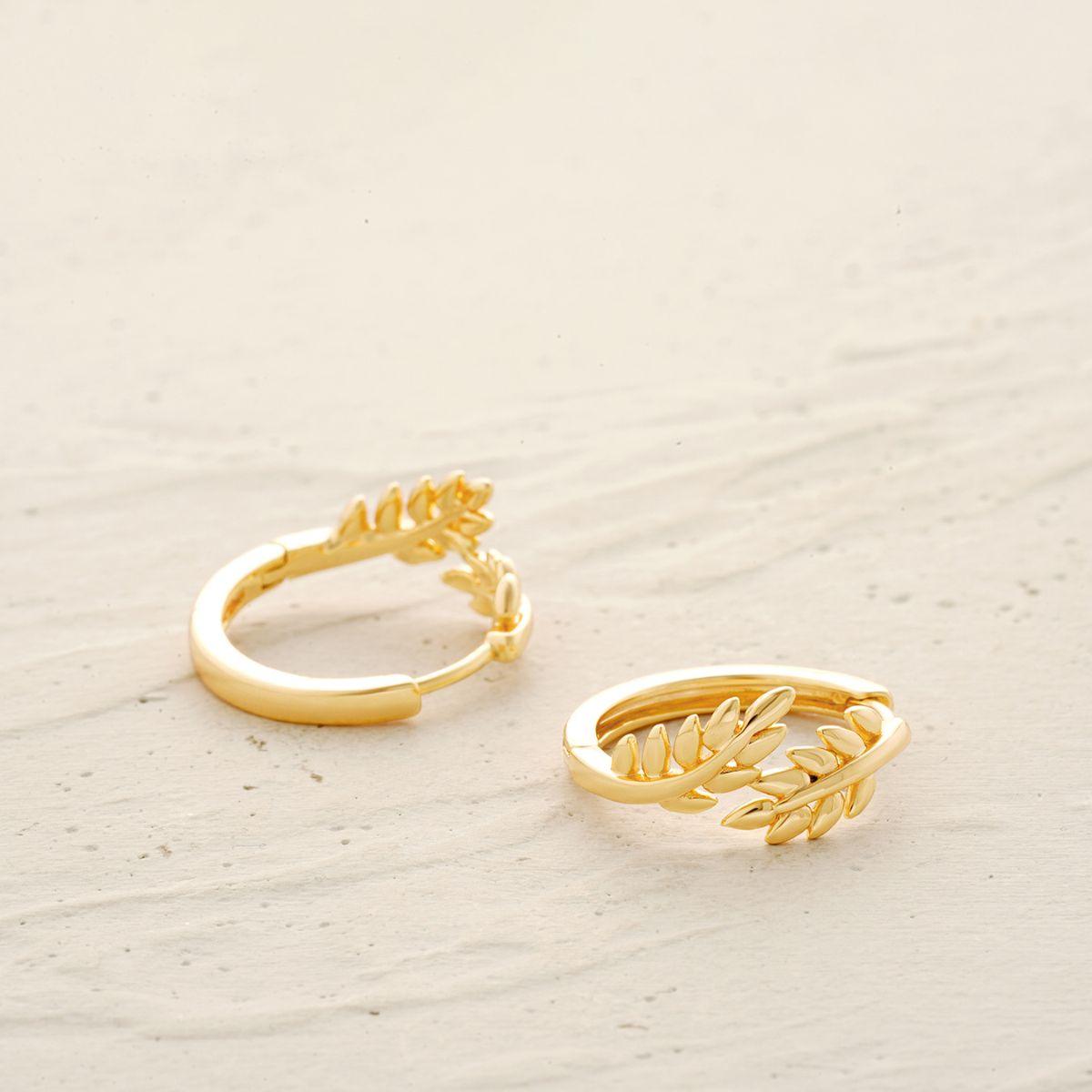Olive Leaf Huggie Earrings