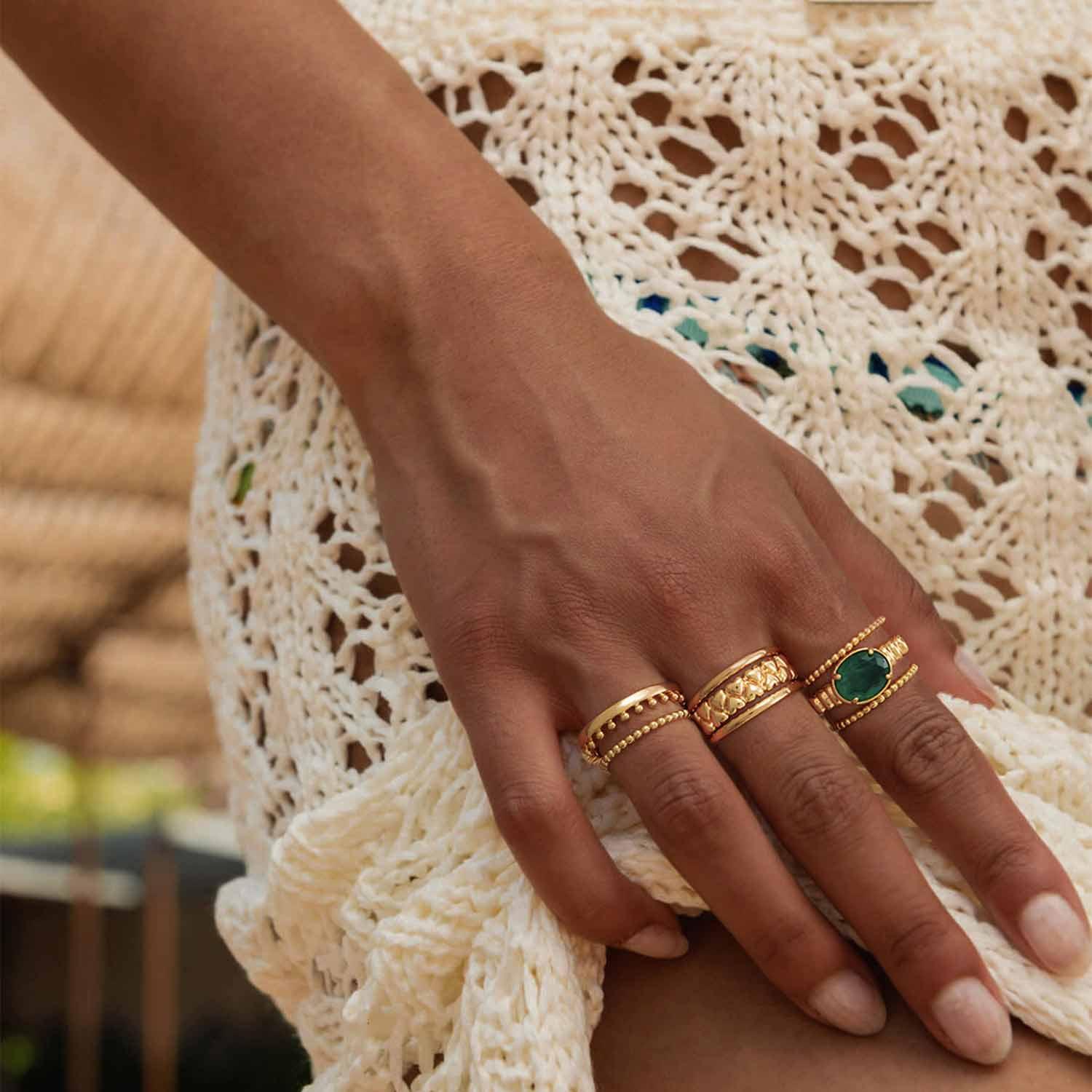 Oval Simulated Emerald/Paraiba Solitaire Cocktail Ring