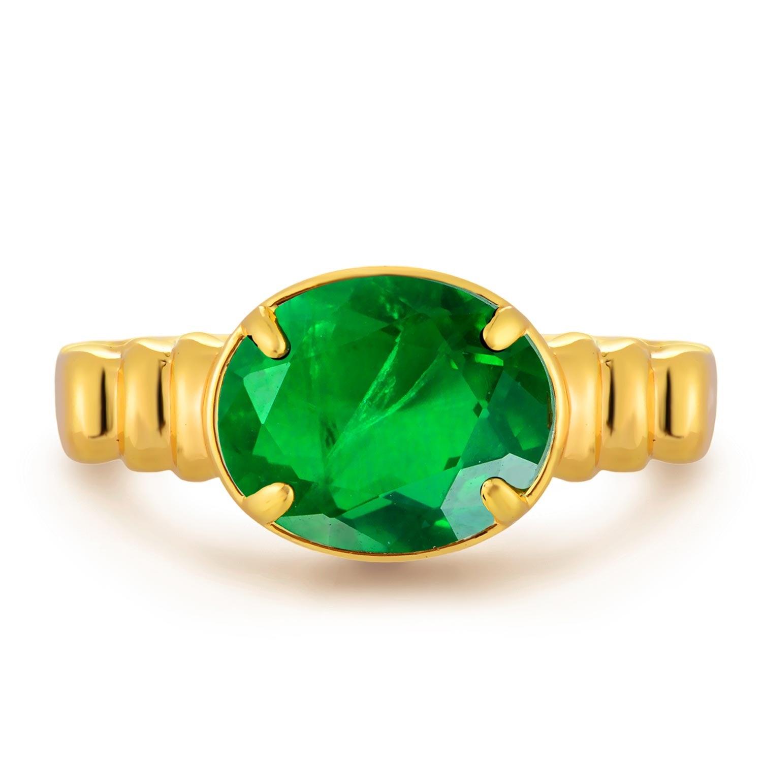 Oval Simulated Emerald/Paraiba Solitaire Cocktail Ring
