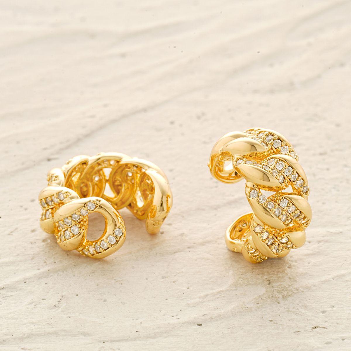 Chain Ribbed Pave Ear Cuff