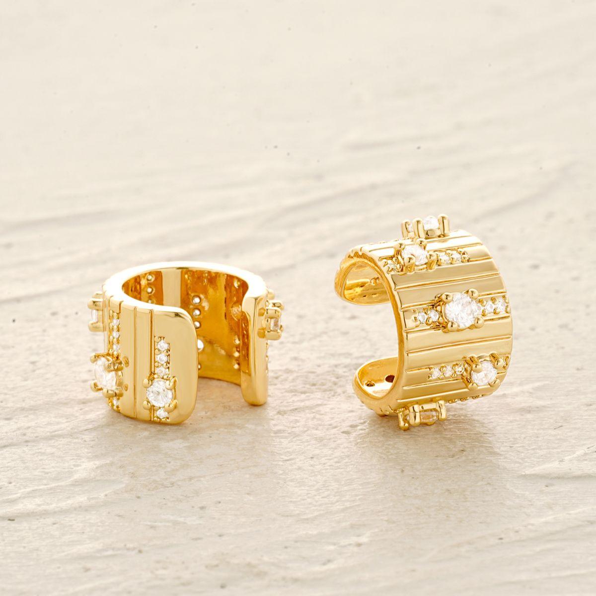 Detailed view of MYEARS® piano keys band ear cuffs showing gold finish and musical design for women