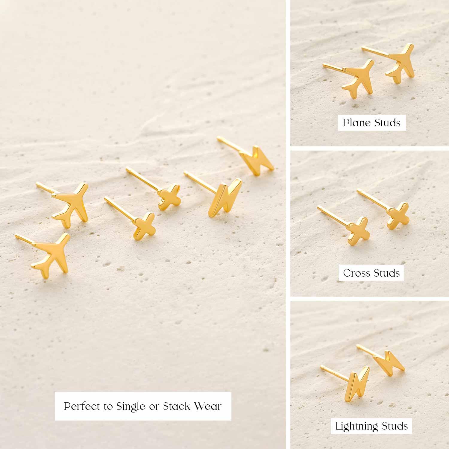 Rainy & Night & Plane Stud Earrings Set