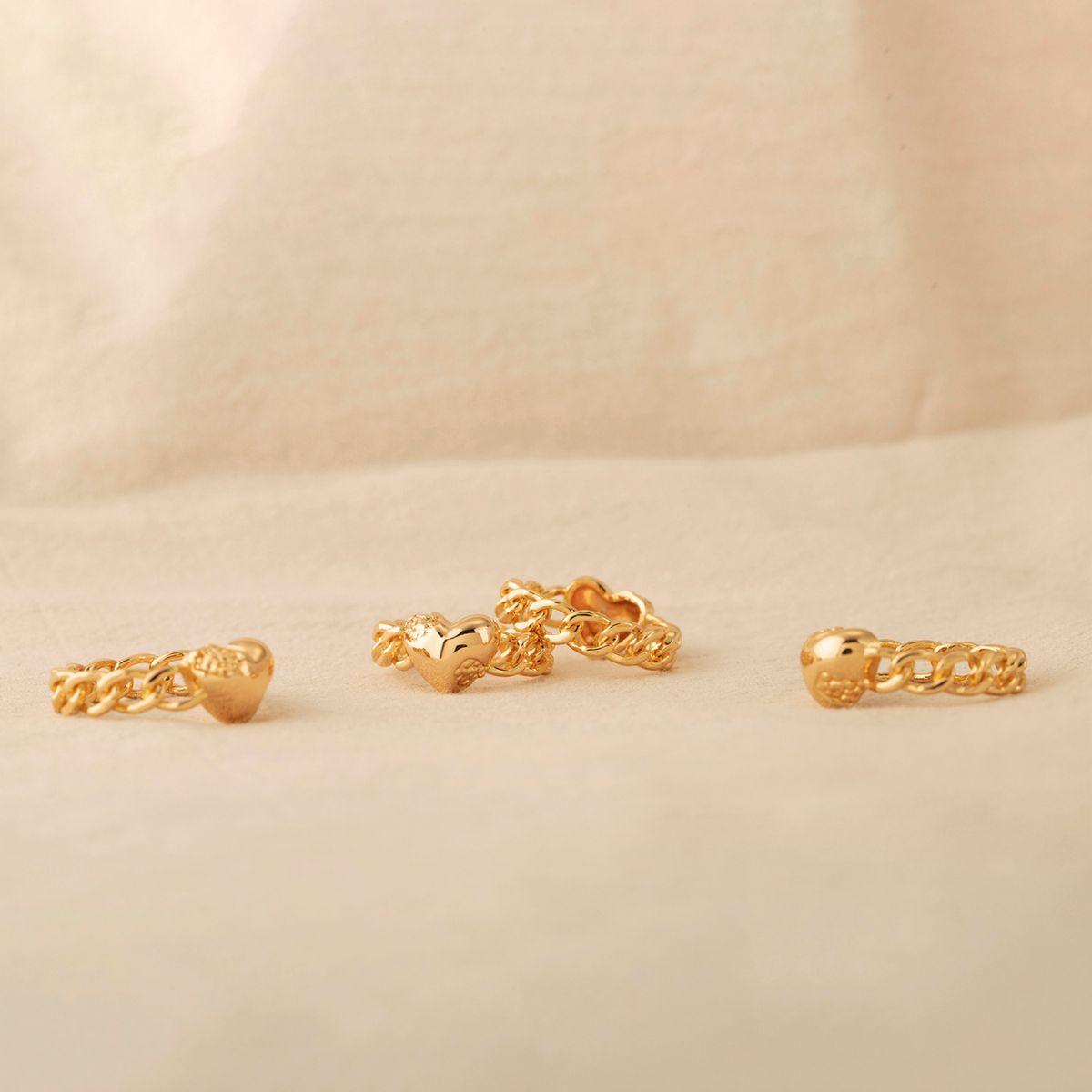 Heart Nugget Chain Ring