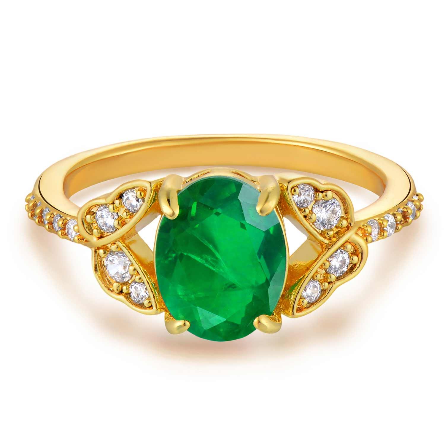 Emerald Cut Simulated Emerald/Paraiba Solitaire Cocktail Pave Ring
