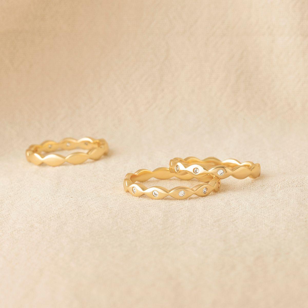 Wavy Stack Evil Eye Ring