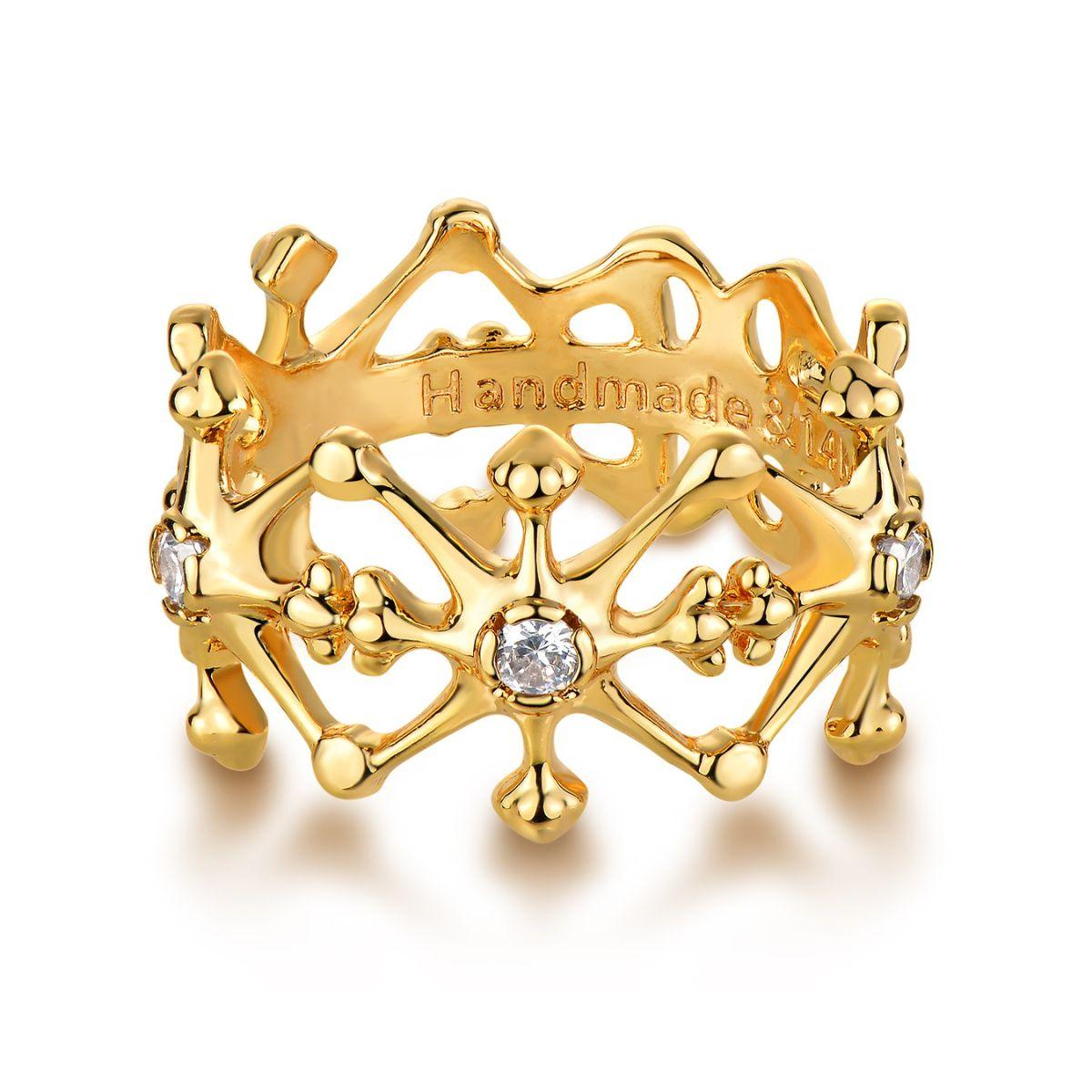 Wide Band Stack Starburst Ring